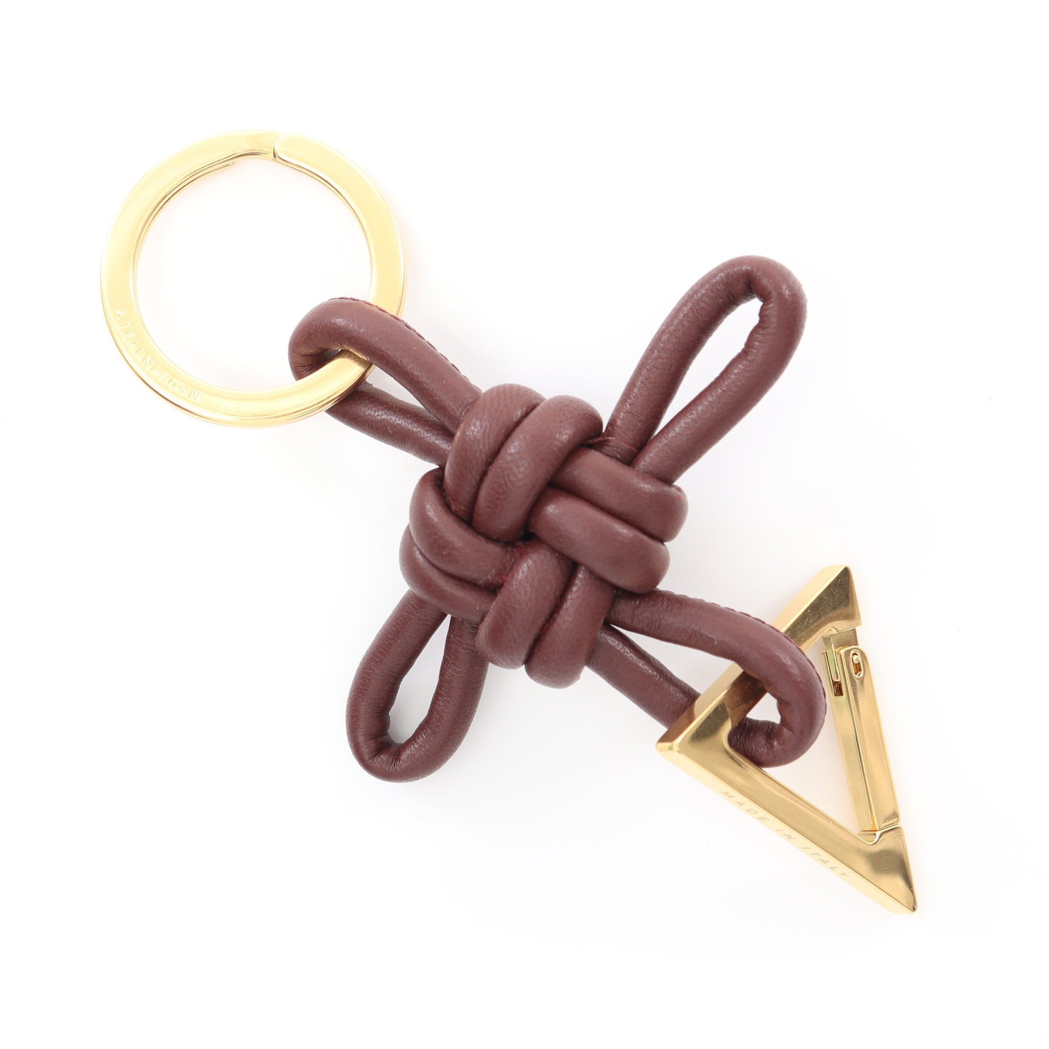 Bottega Veneta Bottega Veneta Triangle Key Ring Bag Charm Leather Bordeaux Gold Size ONE SIZE - 2 Thumbnail