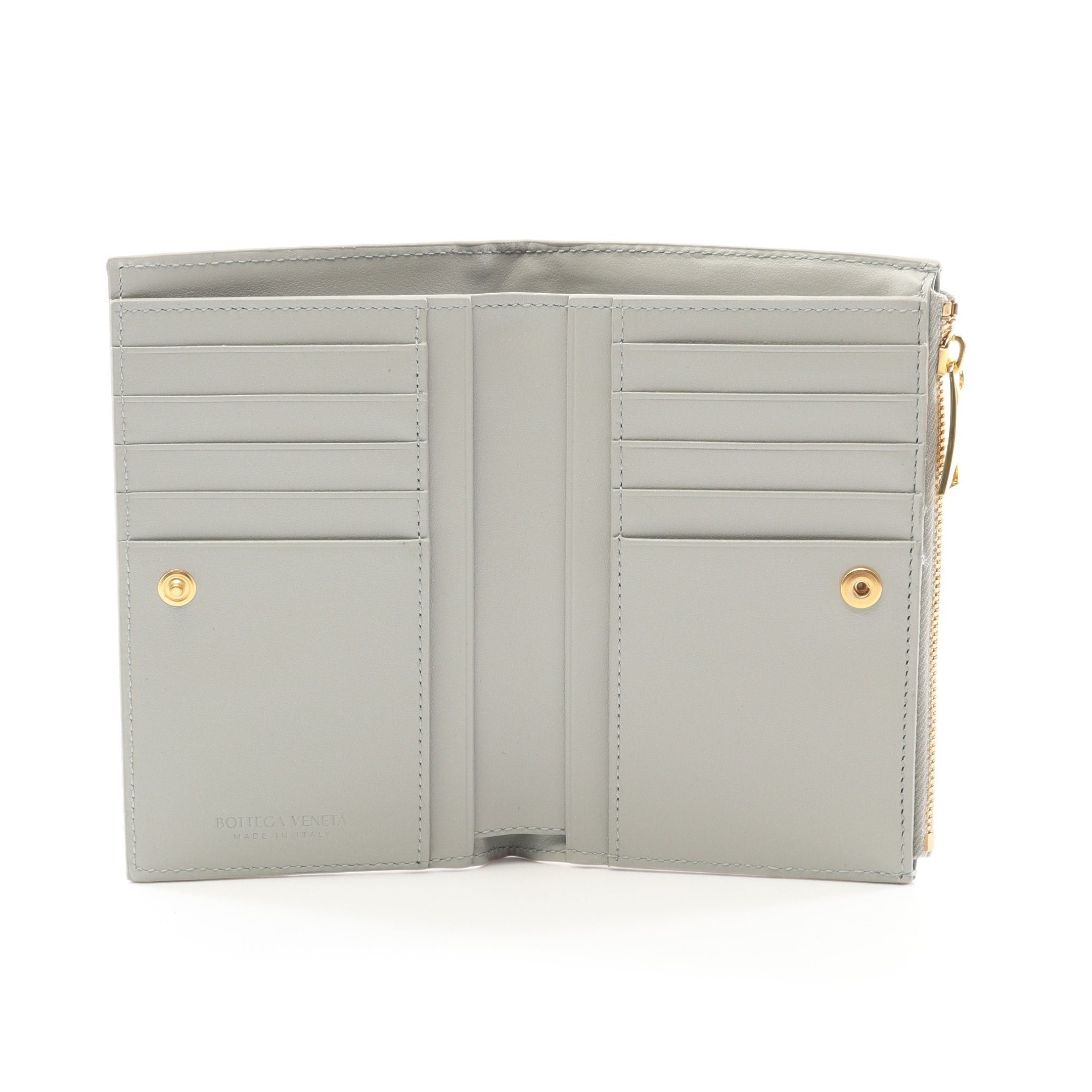 Bottega Veneta Bottega Veneta Intrecciato Bi-Fold Wallet Leather Gray Size ONE SIZE - 3 Thumbnail