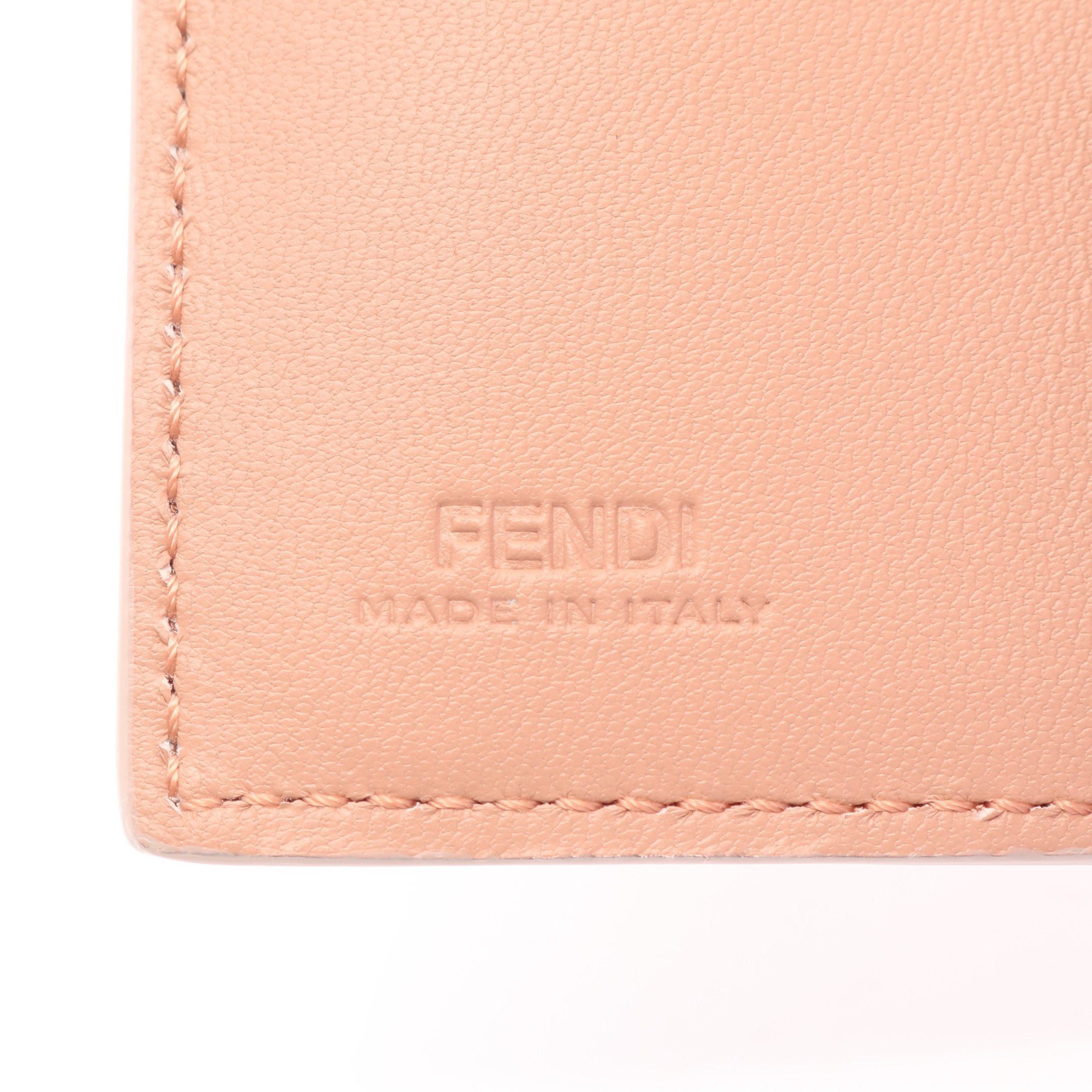 Fendi Fendi Bucket Ff Logo Trifold Wallet Compact Emboss Leather Pink Size ONE SIZE - 4 Thumbnail