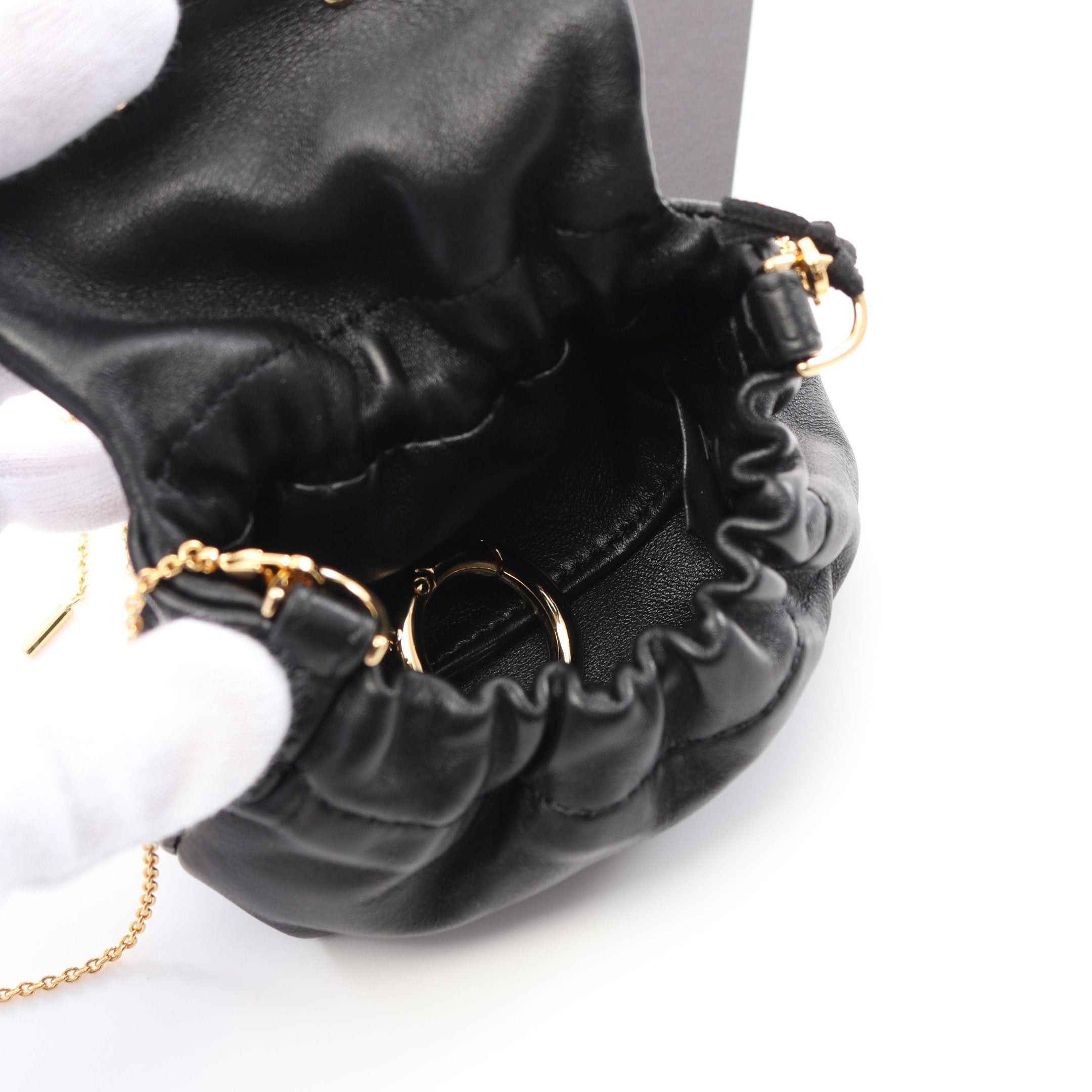 Fendi Fendi Nano Mamma Bucket Chain Shoulder Bag Leather Black With Key Ring Size ONE SIZE - 3 Thumbnail