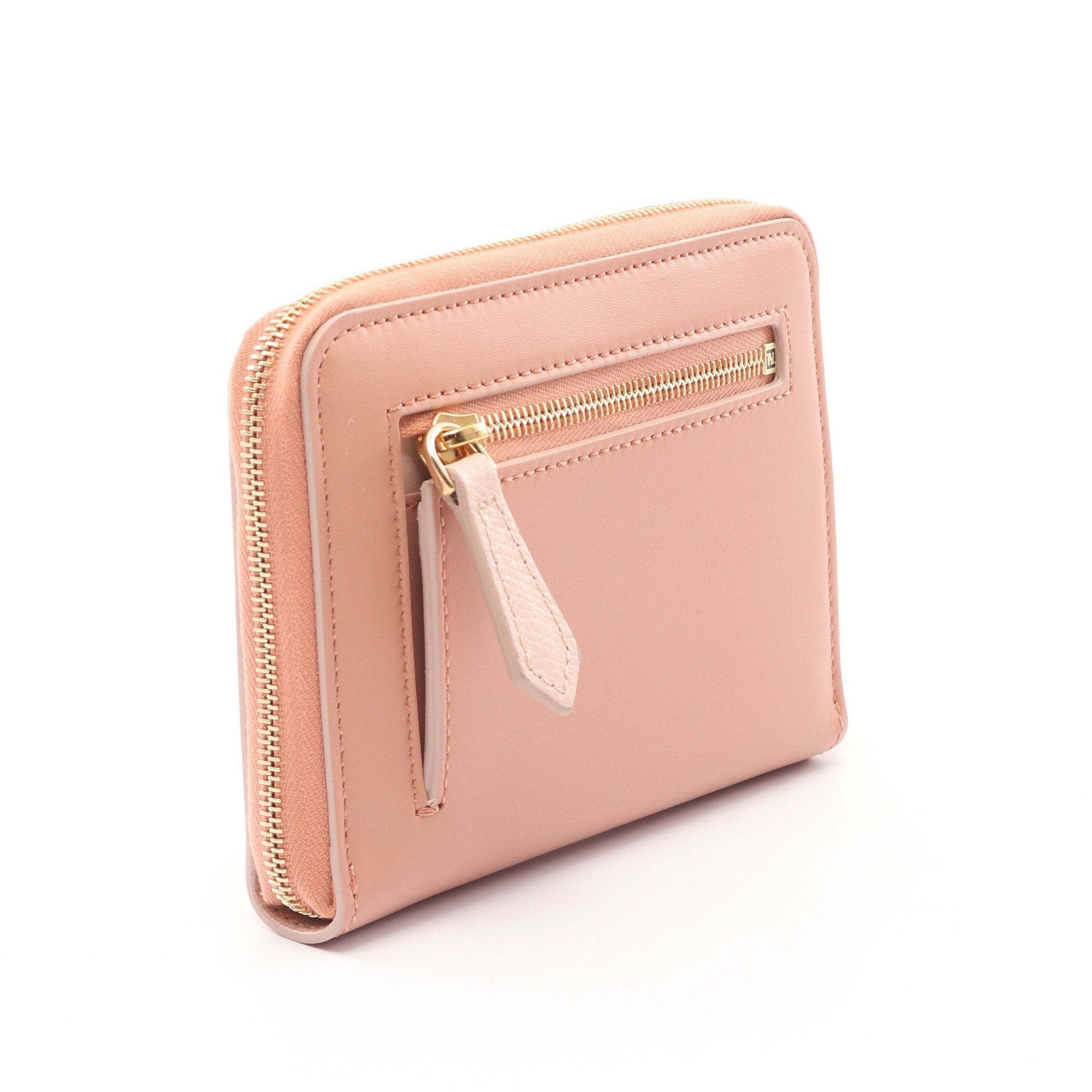 Fendi Fendi Ff Diamond Medium Round Zipper Wallet Leather Pink Size ONE SIZE - 2 Thumbnail