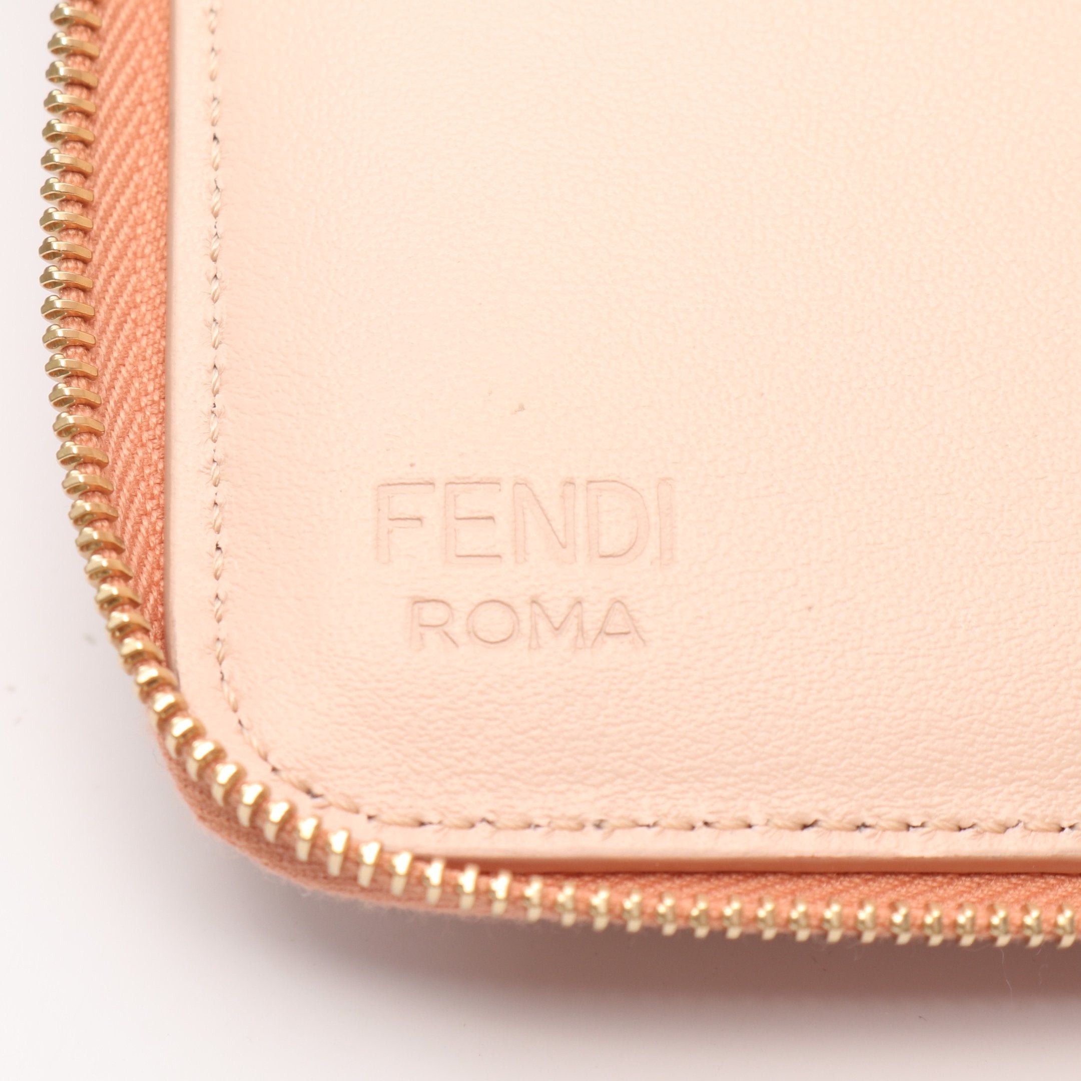 Fendi Fendi Ff Diamond Medium Round Zipper Wallet Leather Pink Size ONE SIZE - 4 Thumbnail