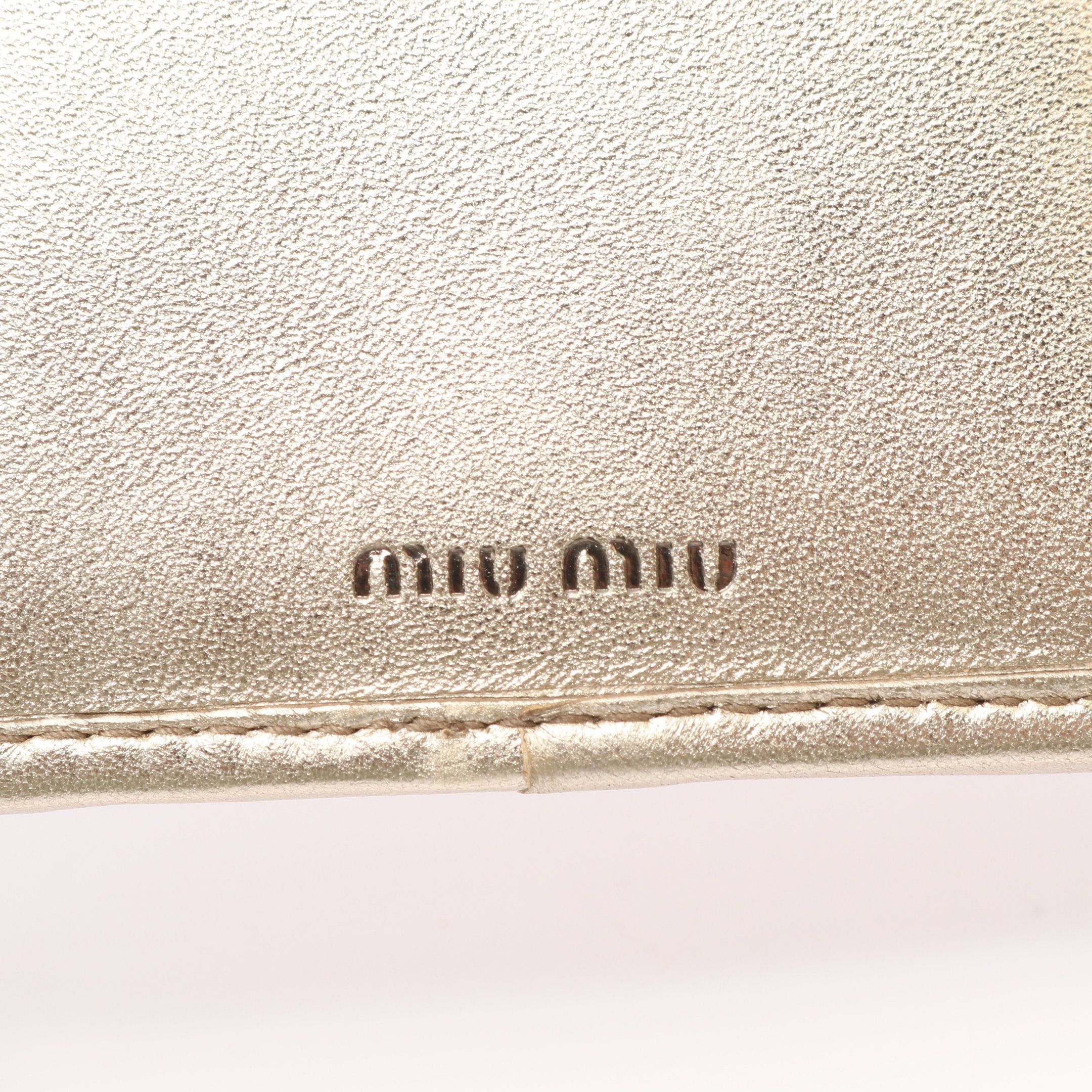Miu Miu Miu Miu Matelasse Miu Trifold Wallet Leather Champagne Gold Size ONE SIZE - 4 Thumbnail