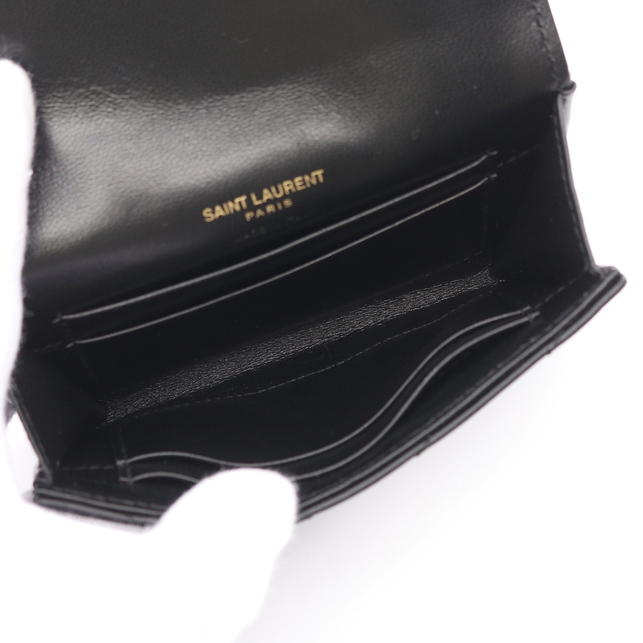 Yves Saint Laurent Yves Saint Laurent Monogram Saint Laurent Envelope Wallet Bi-Fold Leather Black Size ONE SIZE - 3 Thumbnail