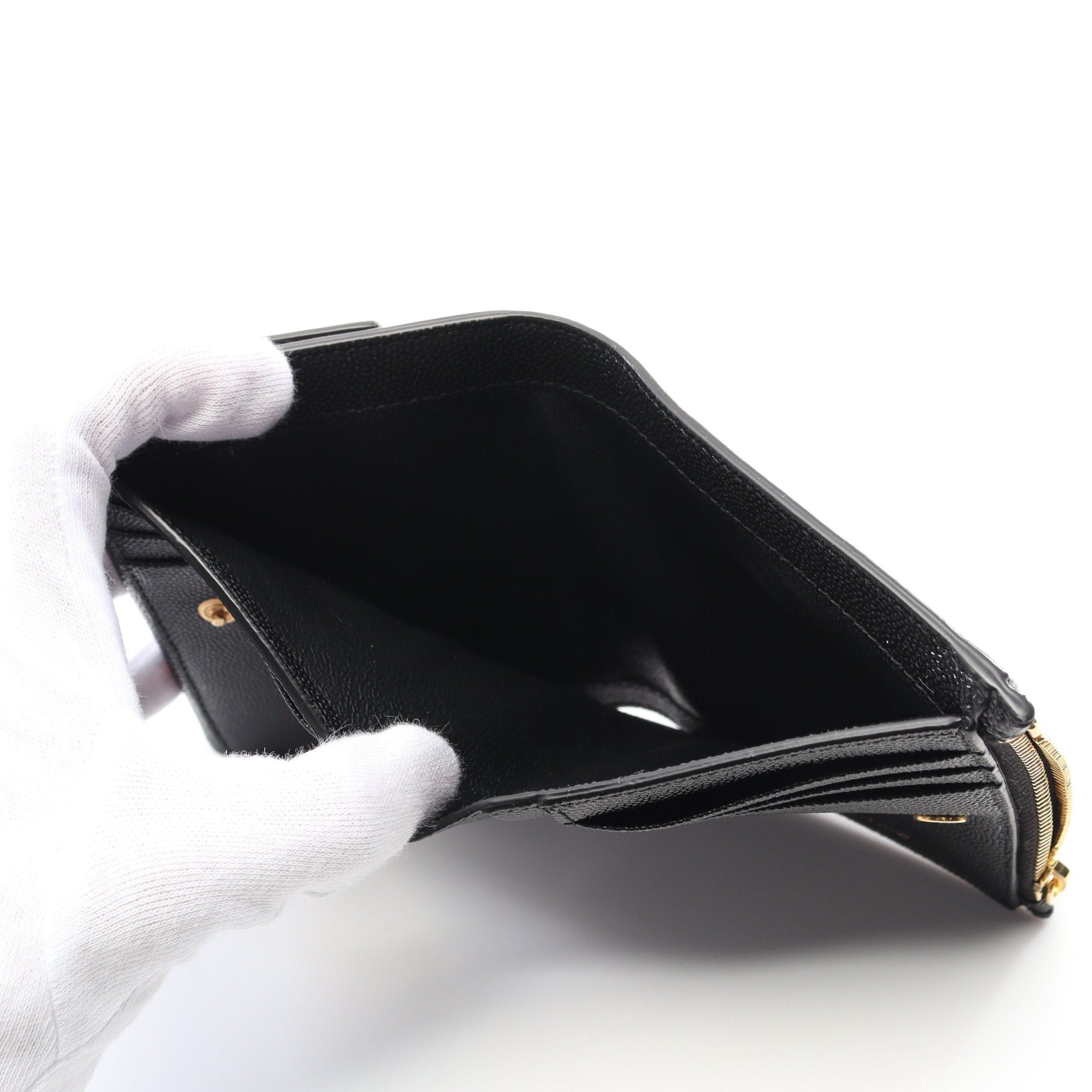 Yves Saint Laurent Yves Saint Laurent Uptown Bi-Fold Wallet Compact Leather Black Size ONE SIZE - 6 Thumbnail