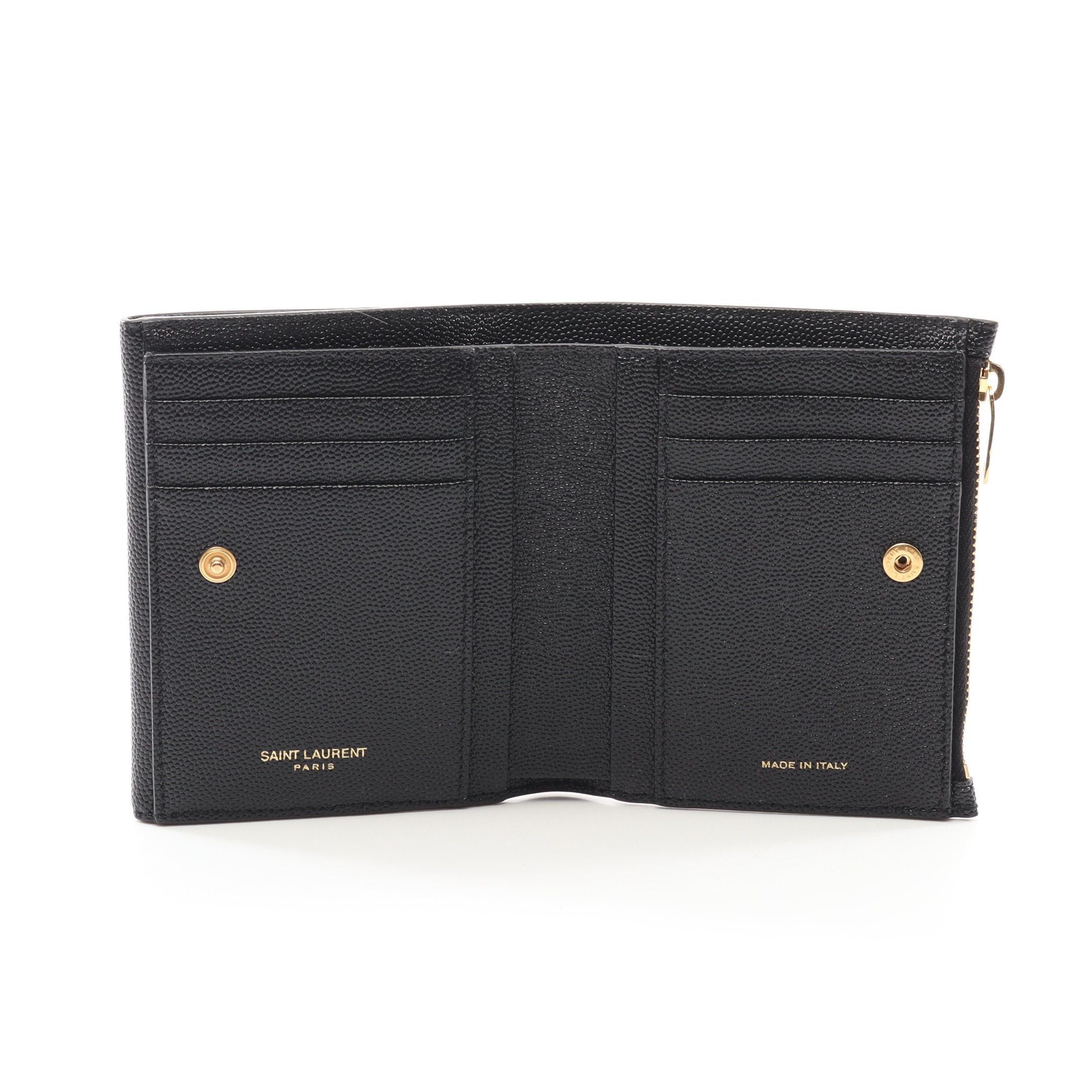 Yves Saint Laurent Yves Saint Laurent Uptown Bi-Fold Wallet Compact Leather Black Size ONE SIZE - 3 Thumbnail
