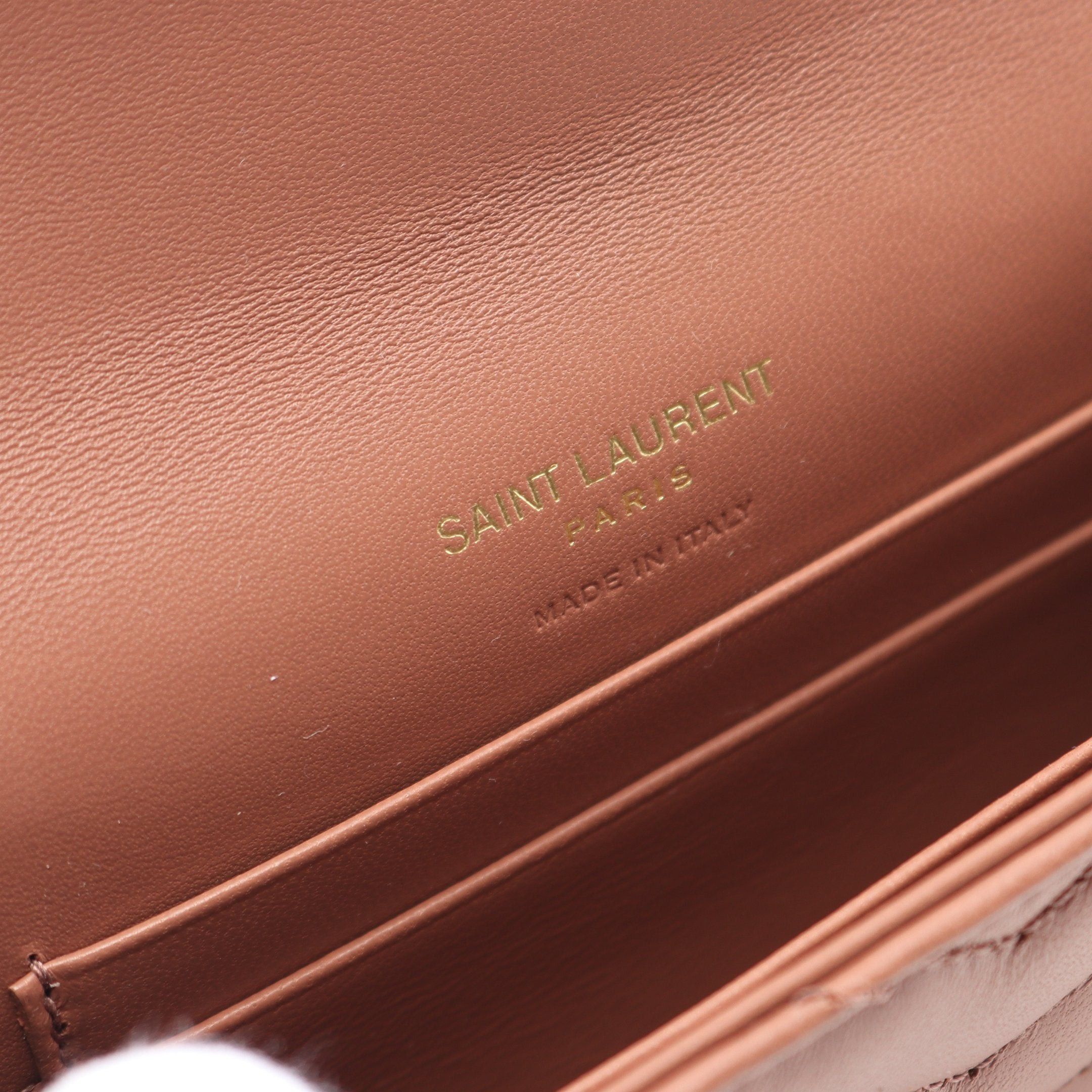 Yves Saint Laurent Yves Saint Laurent Monogram Saint Laurent Envelope Wallet Bi-Fold Leather Pink Brown Size ONE SIZE - 4 Thumbnail