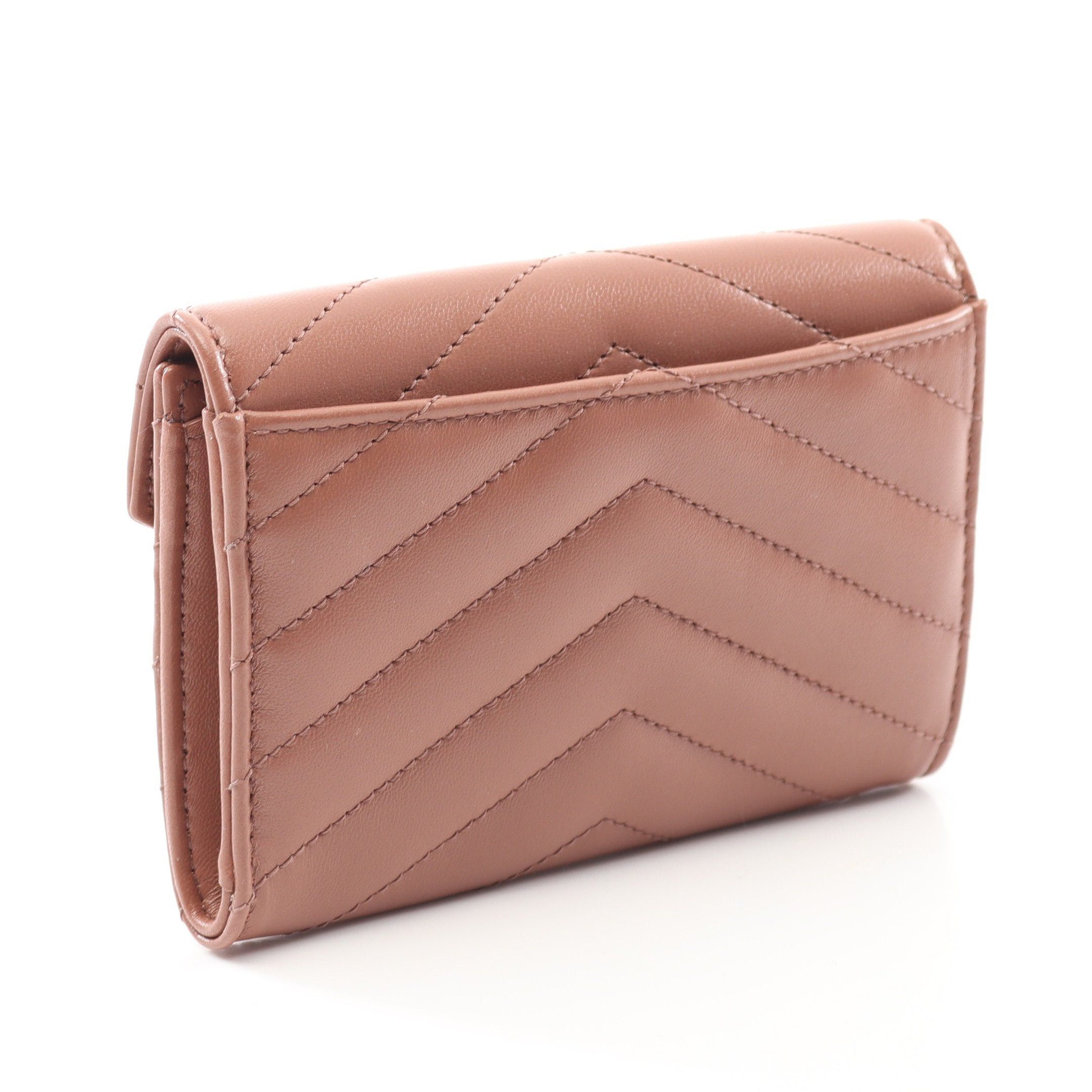 Yves Saint Laurent Yves Saint Laurent Monogram Saint Laurent Envelope Wallet Bi-Fold Leather Pink Brown Size ONE SIZE - 2 Thumbnail