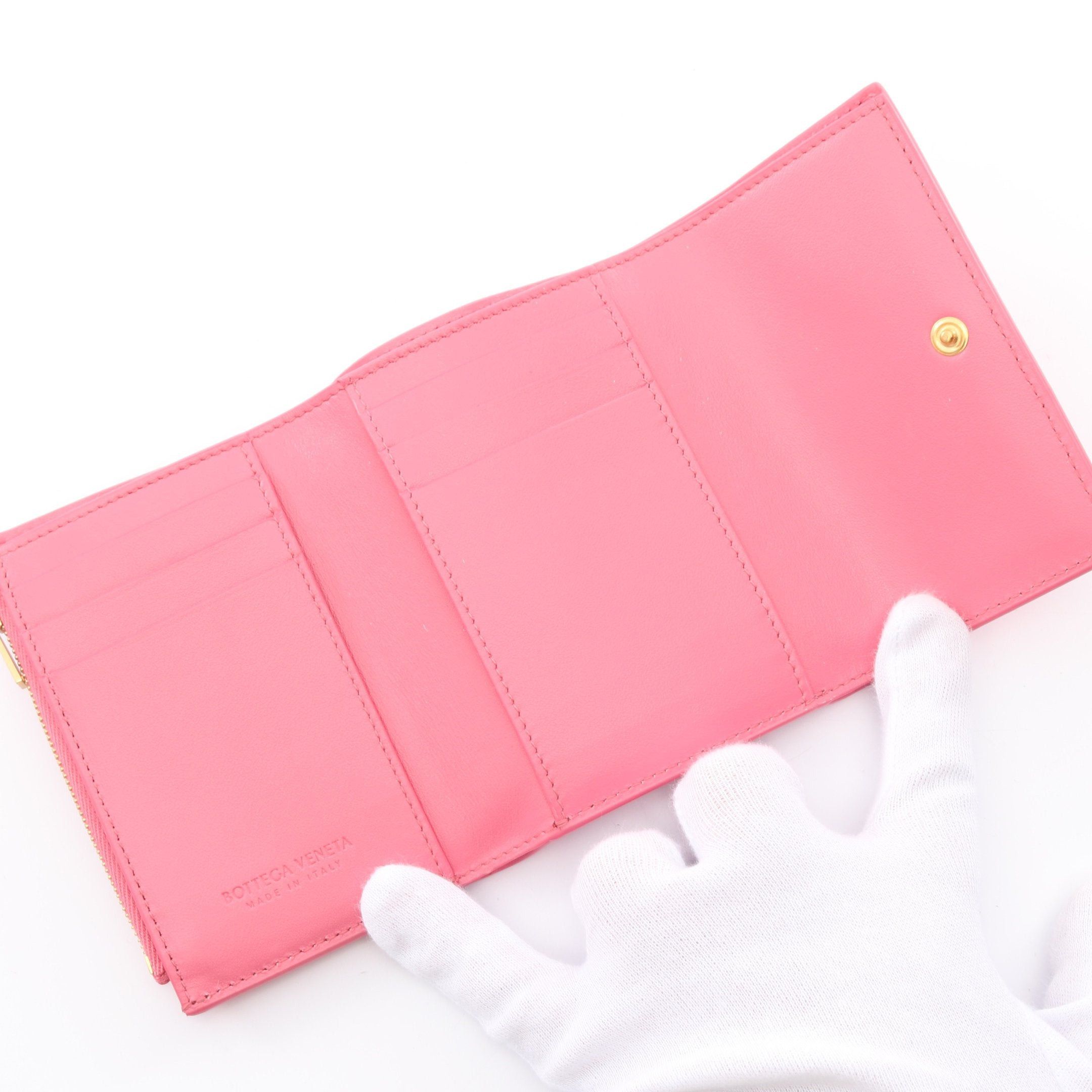 Bottega Veneta Bottega Veneta Cassette Maxi Intrecciato Small Tri-Fold Flap Wallet Trifold Leather Pink Size ONE SIZE - 3 Thumbnail