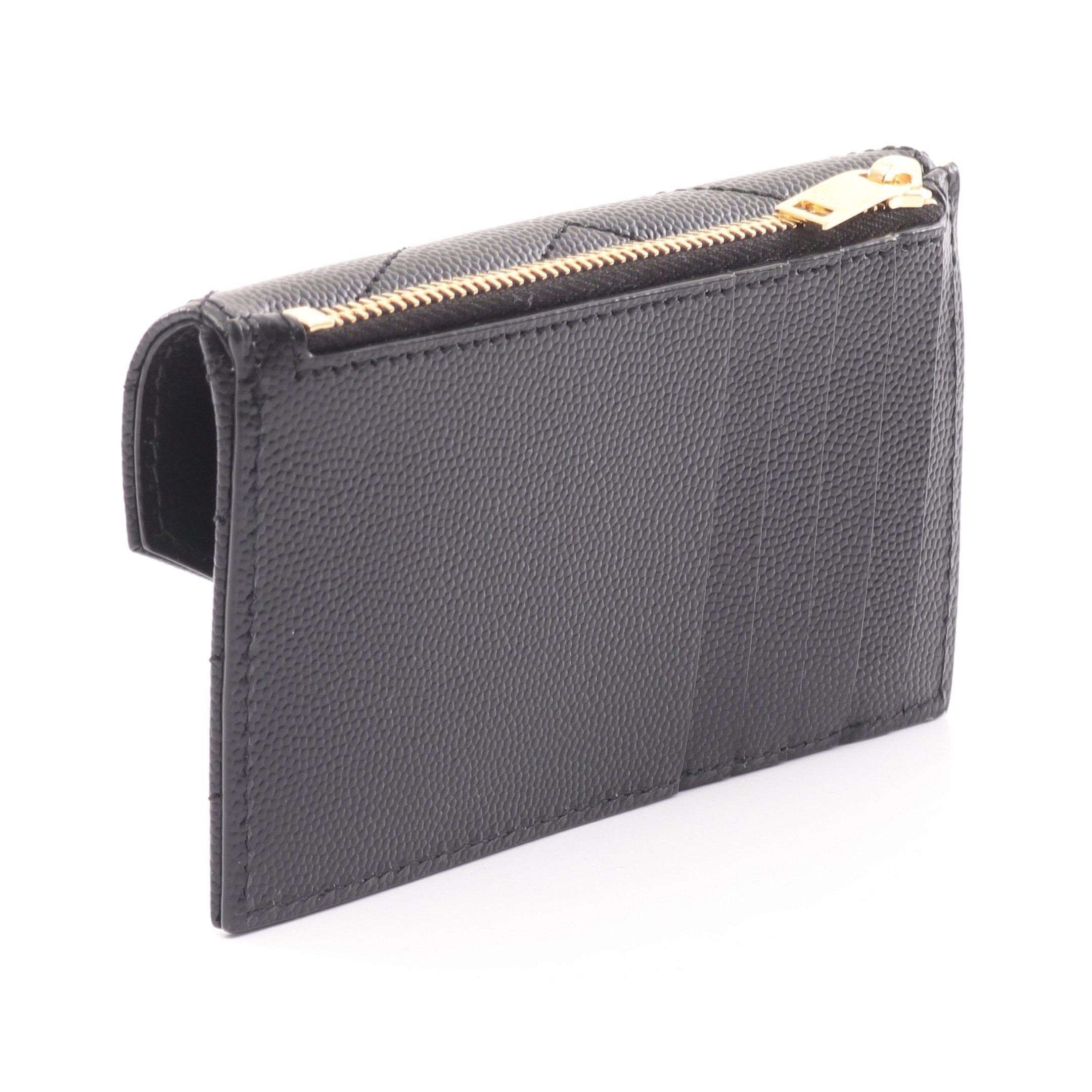 Yves Saint Laurent Yves Saint Laurent Monogram Fragment Coin Purse Card Case Leather Black Size ONE SIZE - 2 Thumbnail