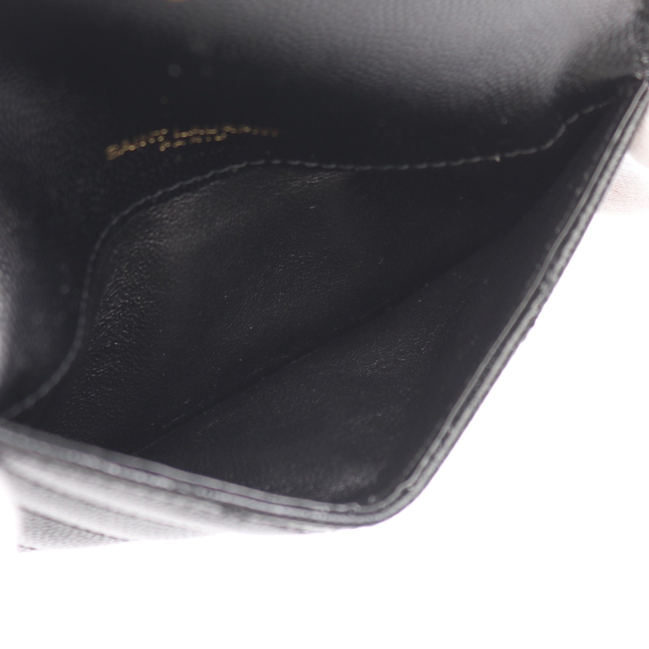 Yves Saint Laurent Yves Saint Laurent Monogram Fragment Coin Purse Card Case Leather Black Size ONE SIZE - 3 Thumbnail