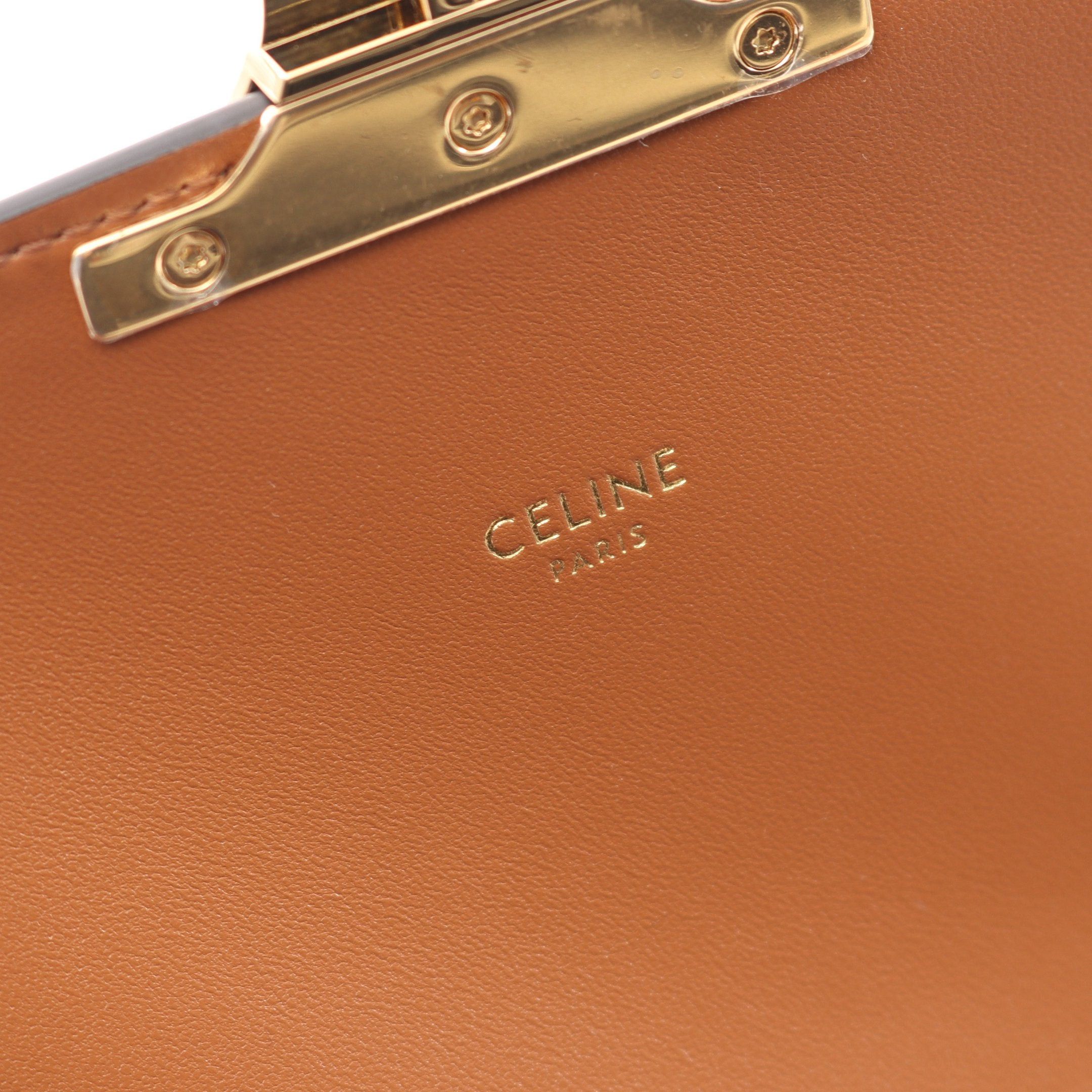 Celine Celine Classic Triomphe Shoulder Bag Canvas Leather Beige Brown Size ONE SIZE - 4 Thumbnail