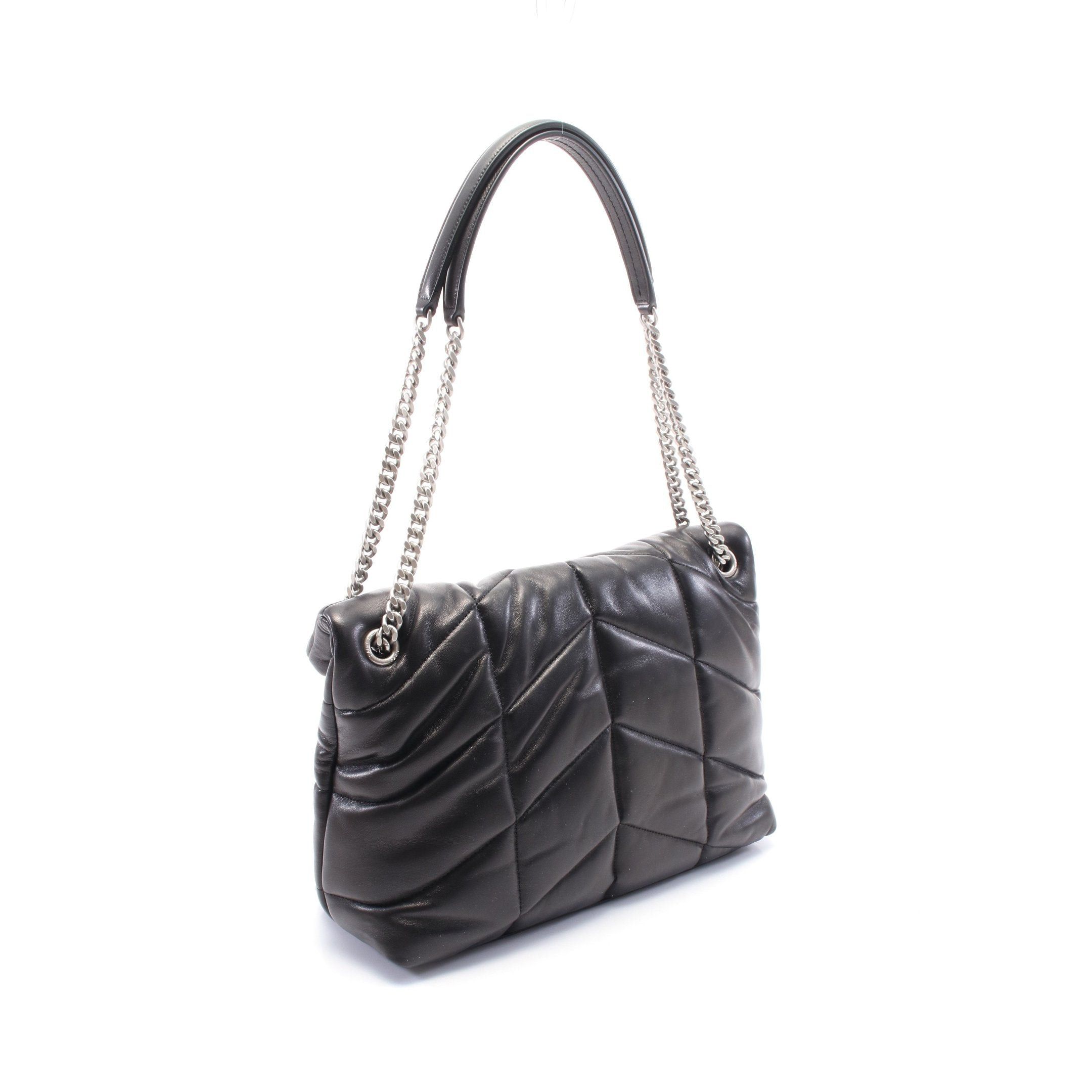 Yves Saint Laurent Yves Saint Laurent Lulu Puffer Chain Shoulder Bag Leather Black Size ONE SIZE - 2 Thumbnail
