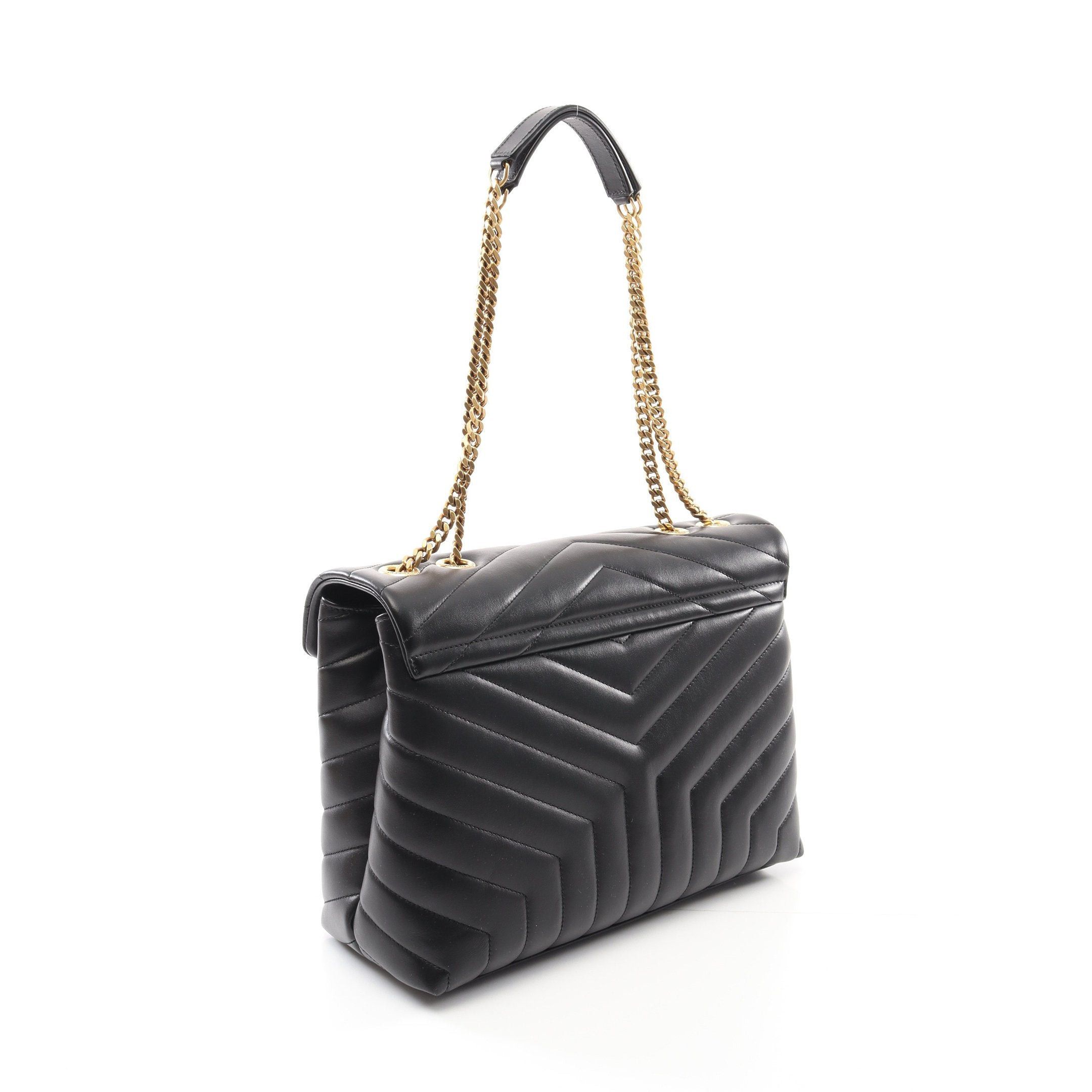 Yves Saint Laurent Yves Saint Laurent Lulu Medium Chain Shoulder Bag Tote Leather Black Size ONE SIZE - 2 Thumbnail