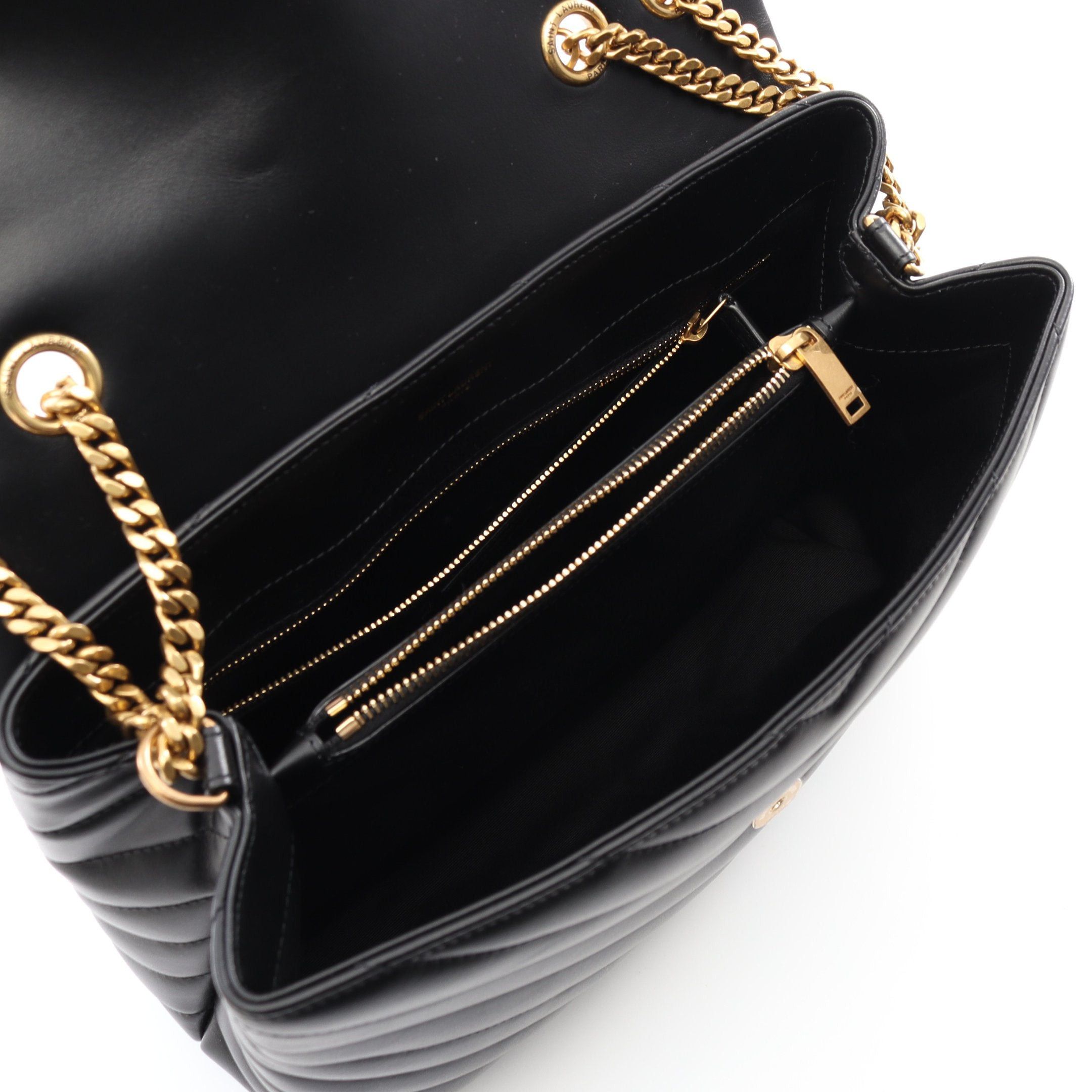 Yves Saint Laurent Yves Saint Laurent Lulu Medium Chain Shoulder Bag Tote Leather Black Size ONE SIZE - 3 Thumbnail