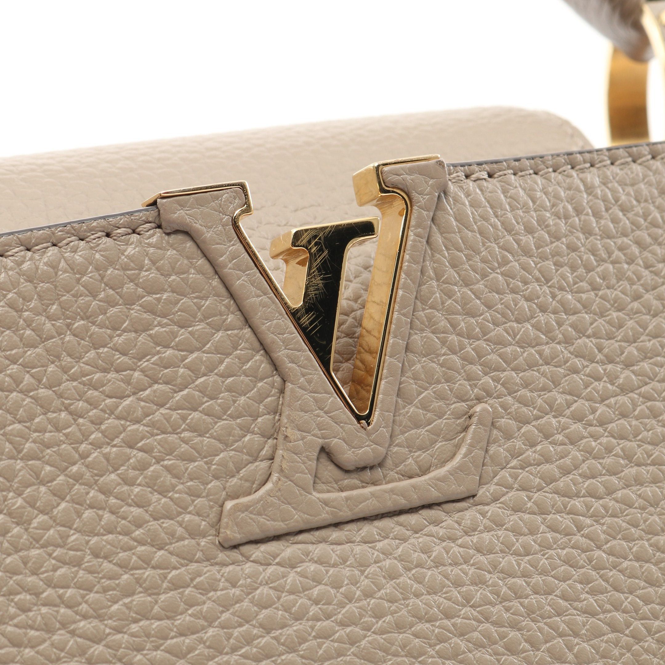 Louis Vuitton Louis Vuitton Capucines Bb Carré Handbag Taurillon Leather Gray Beige Size ONE SIZE - 9 Thumbnail
