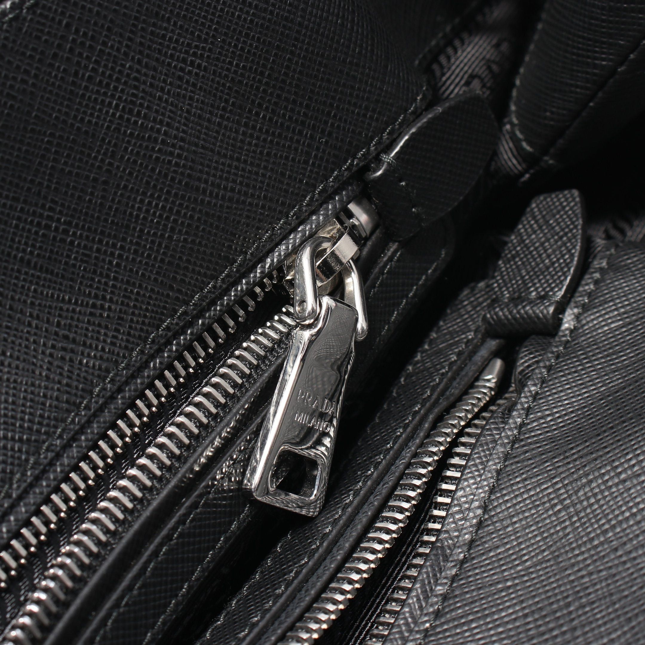 Prada Prada Tessuto Impuntu Chain Handbag Tote Bag Nylon Saffiano Leather Black Size ONE SIZE - 10 Thumbnail