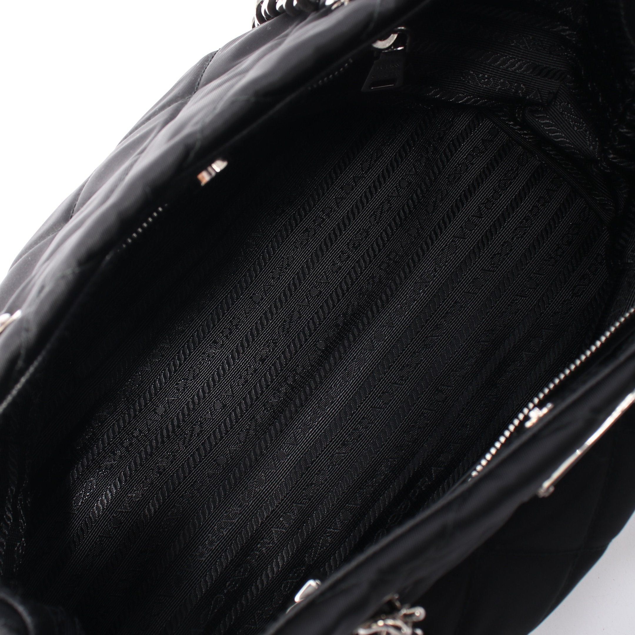 Prada Prada Tessuto Impuntu Chain Handbag Tote Bag Nylon Saffiano Leather Black Size ONE SIZE - 3 Thumbnail
