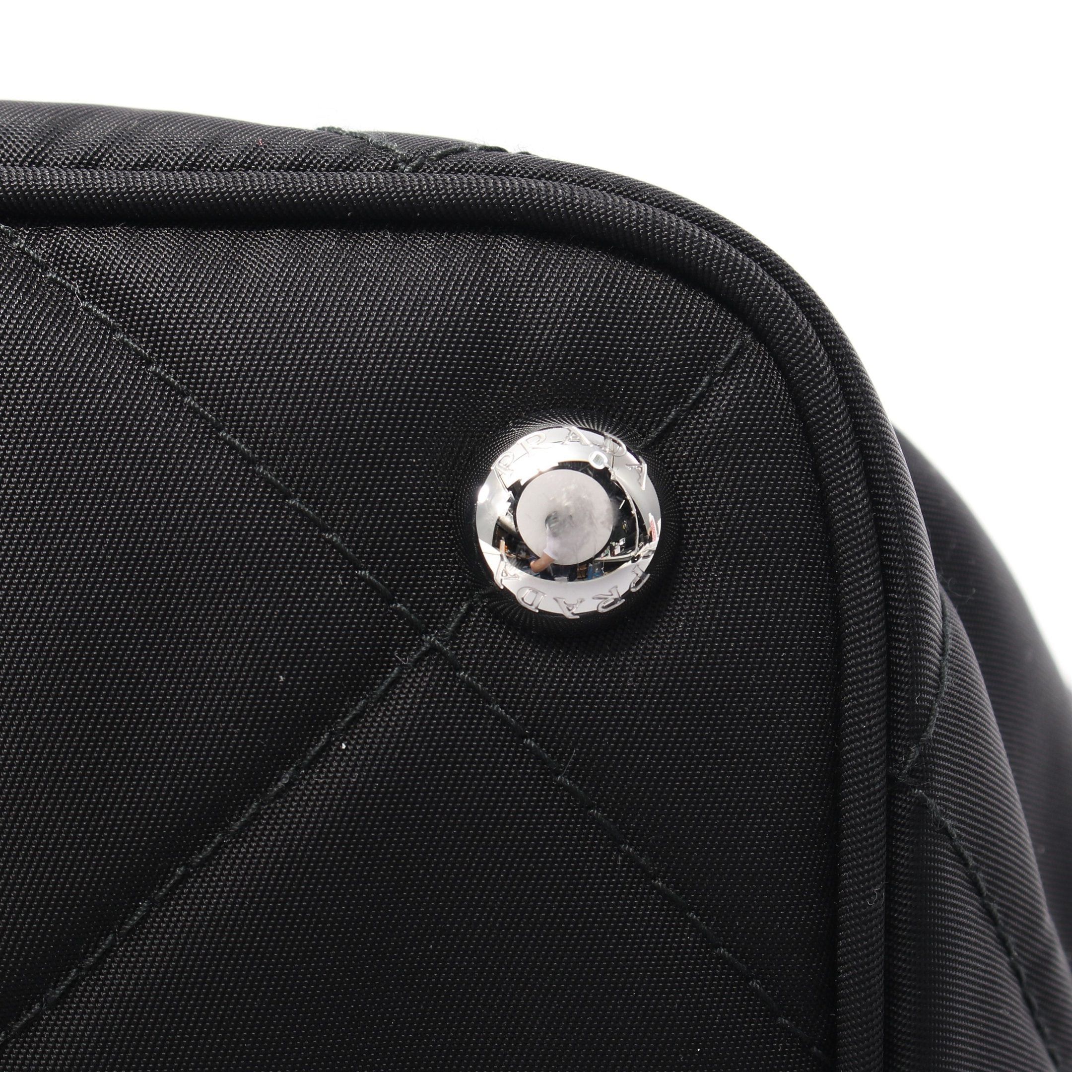 Prada Prada Tessuto Impuntu Chain Handbag Tote Bag Nylon Saffiano Leather Black Size ONE SIZE - 8 Thumbnail