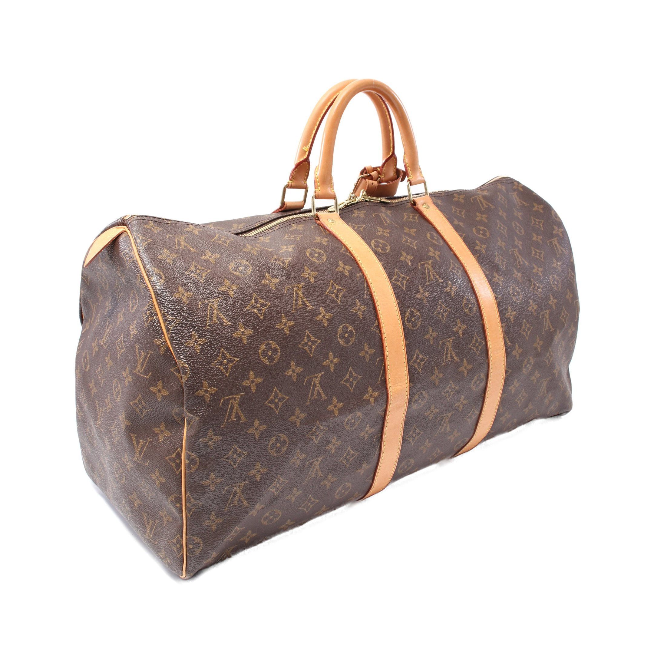 Louis Vuitton Louis Vuitton Keepall 55 Monogram Boston Bag Leather Brown Size ONE SIZE - 2 Thumbnail