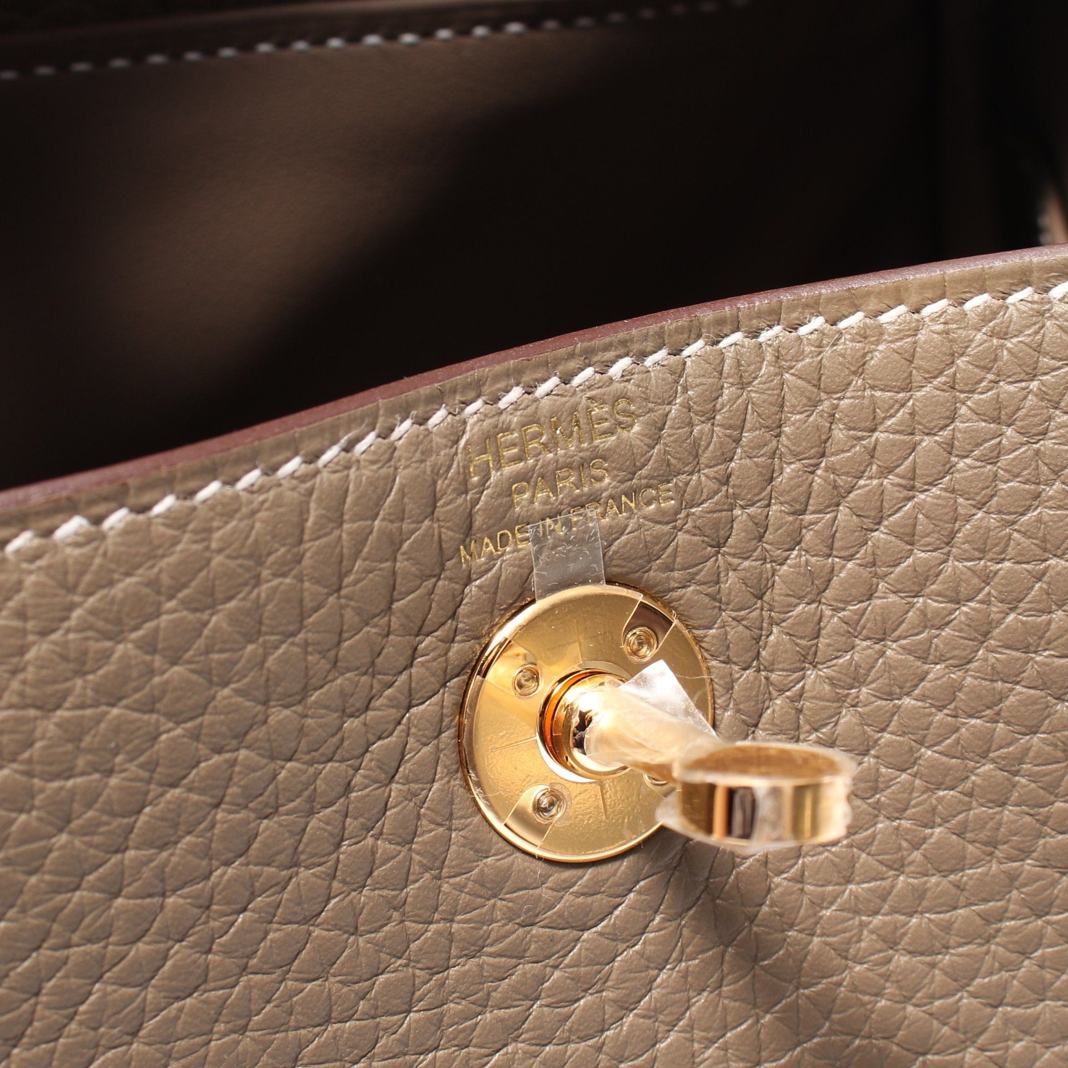Hermes Hermes Lindy Mini Etoupe Shoulder Bag Clemence Leather Gray Brown Gold Hardware K Stamp Size ONE SIZE - 4 Thumbnail