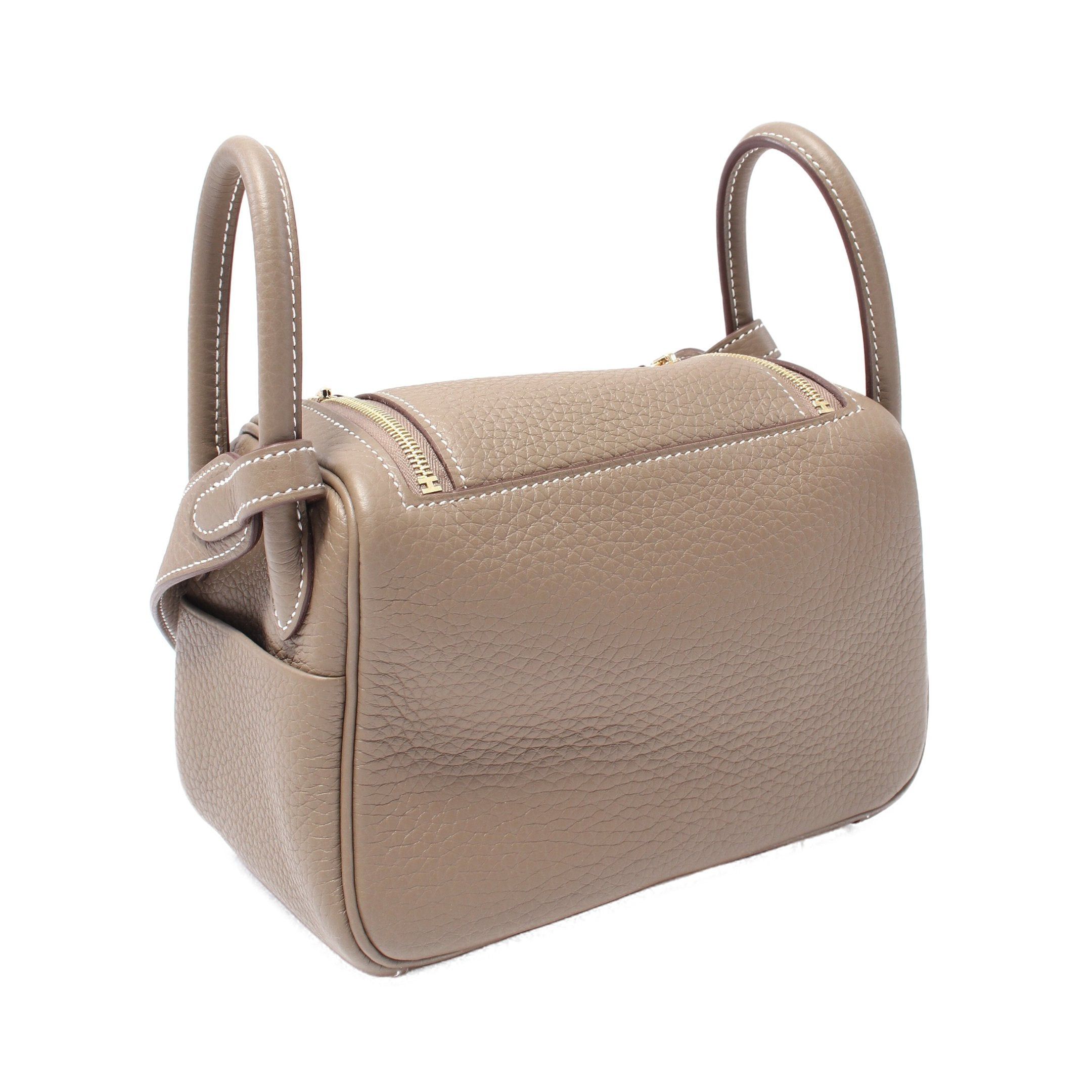 Hermes Hermes Lindy Mini Etoupe Shoulder Bag Clemence Leather Gray Brown Gold Hardware K Stamp Size ONE SIZE - 2 Thumbnail