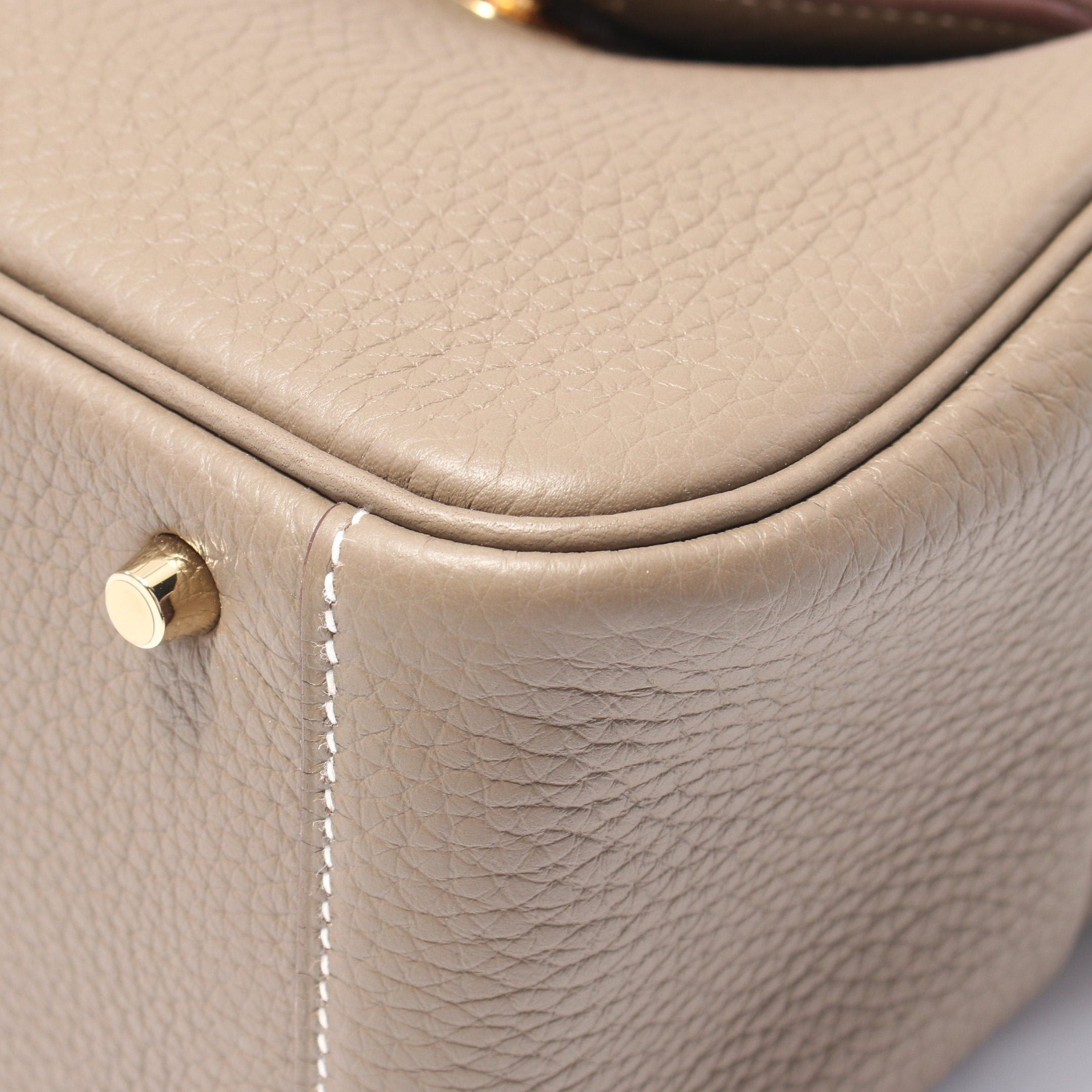 Hermes Hermes Lindy Mini Etoupe Shoulder Bag Clemence Leather Gray Brown Gold Hardware K Stamp Size ONE SIZE - 6 Thumbnail
