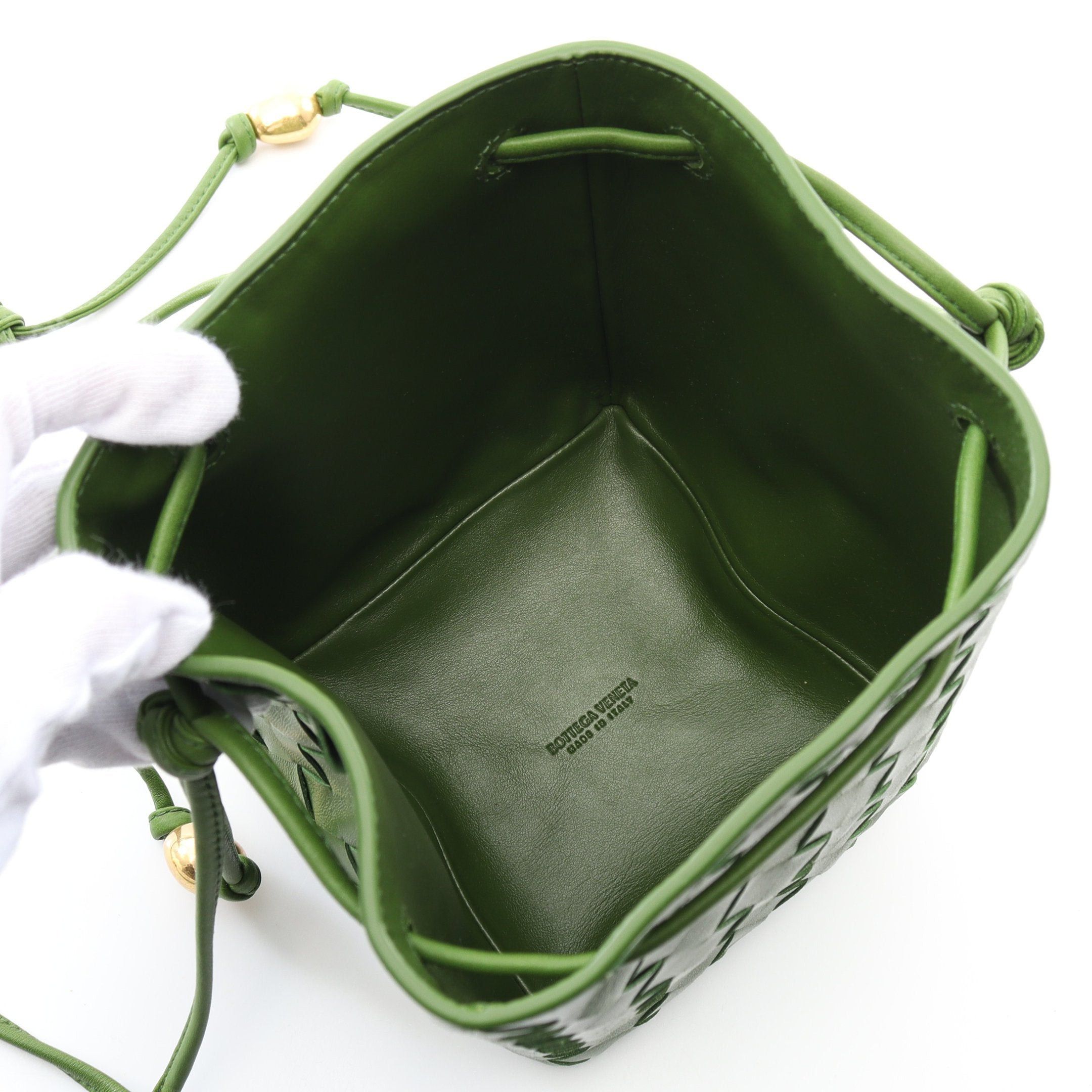 Bottega Veneta Bottega Veneta Intrecciato Small Bucket Bag Shoulder Leather Green Size ONE SIZE - 3 Thumbnail