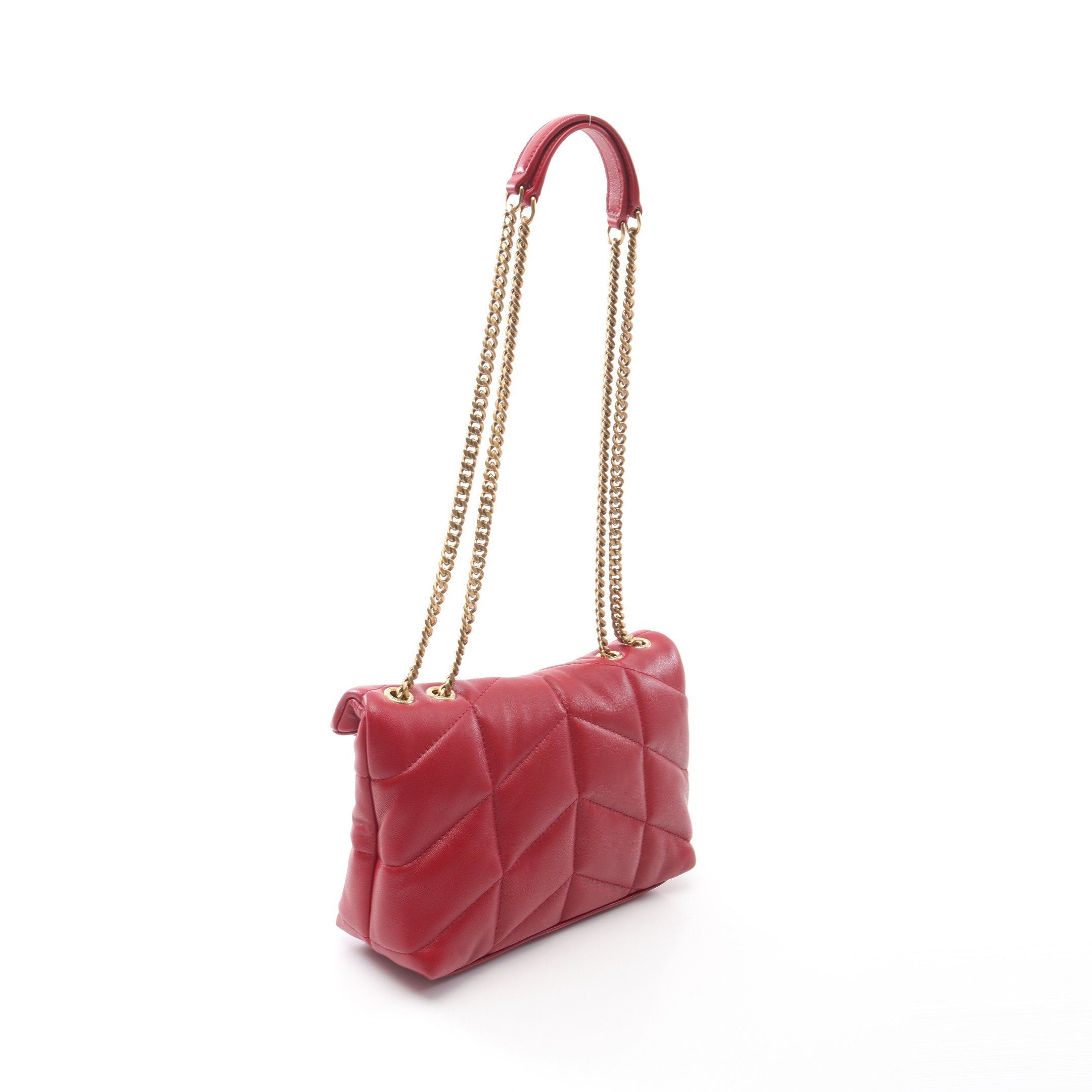 Yves Saint Laurent Yves Saint Laurent Puffer Toy Bag Double Chain Shoulder Leather Red Size ONE SIZE - 2 Thumbnail