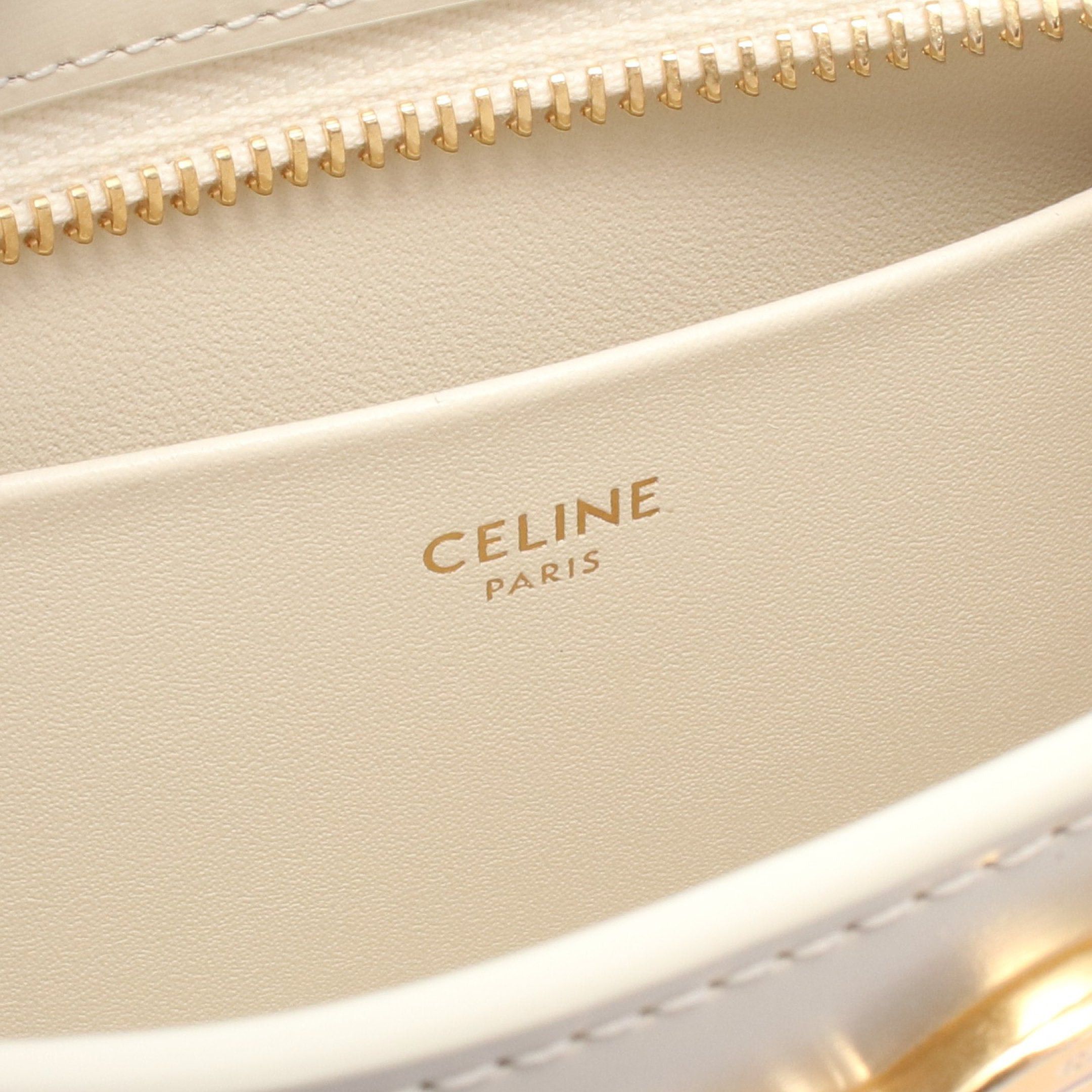 Celine Celine Medium Daily Triomphe Shoulder Bag Leather Off White Size ONE SIZE - 4 Thumbnail