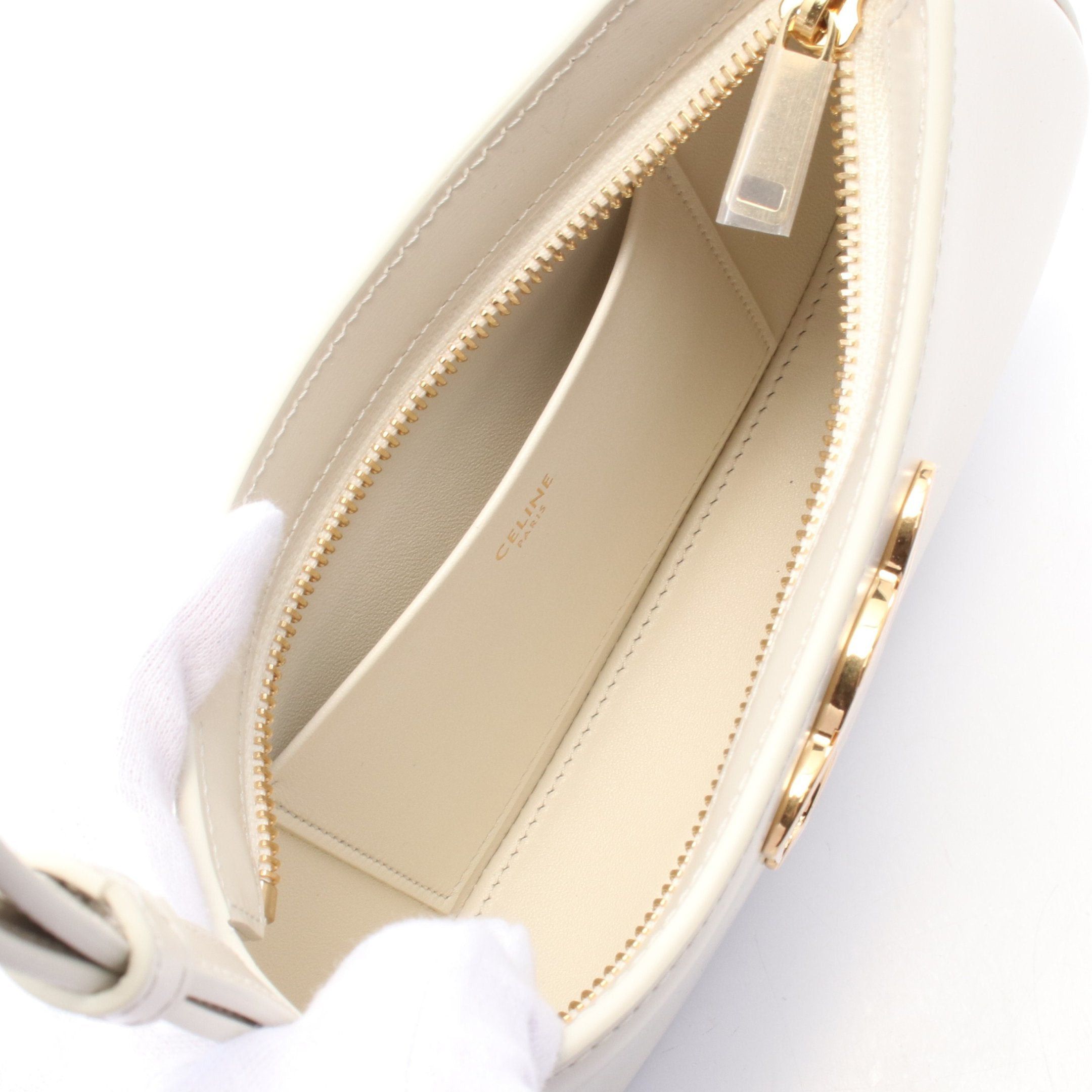 Celine Celine Medium Daily Triomphe Shoulder Bag Leather Off White Size ONE SIZE - 3 Thumbnail