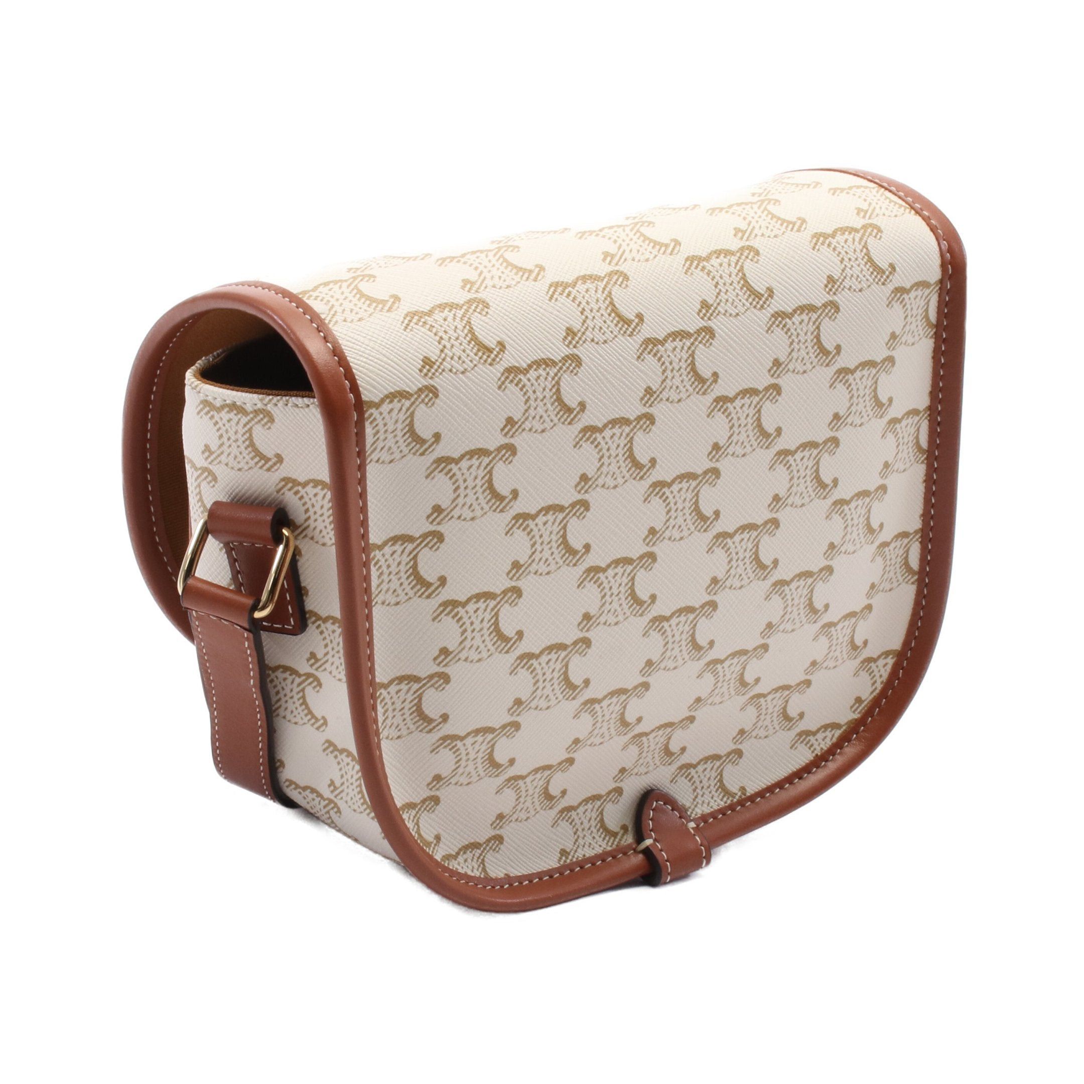 Celine Celine Falco Medium Bag Triomphe Shoulder Leather Ivory Brown Size ONE SIZE - 2 Thumbnail