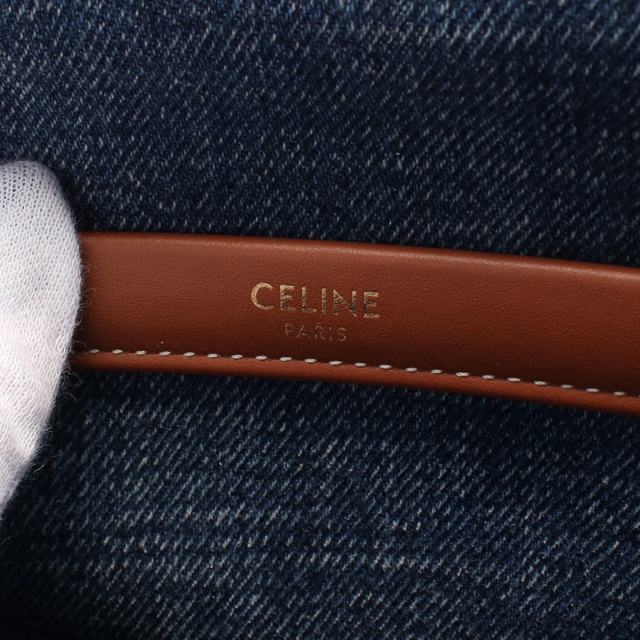 Celine Celine Small Cabas Hippopotamus Thais Handbag Tote Bag Denim Leather Indigo Blue Brown Size ONE SIZE - 4 Thumbnail