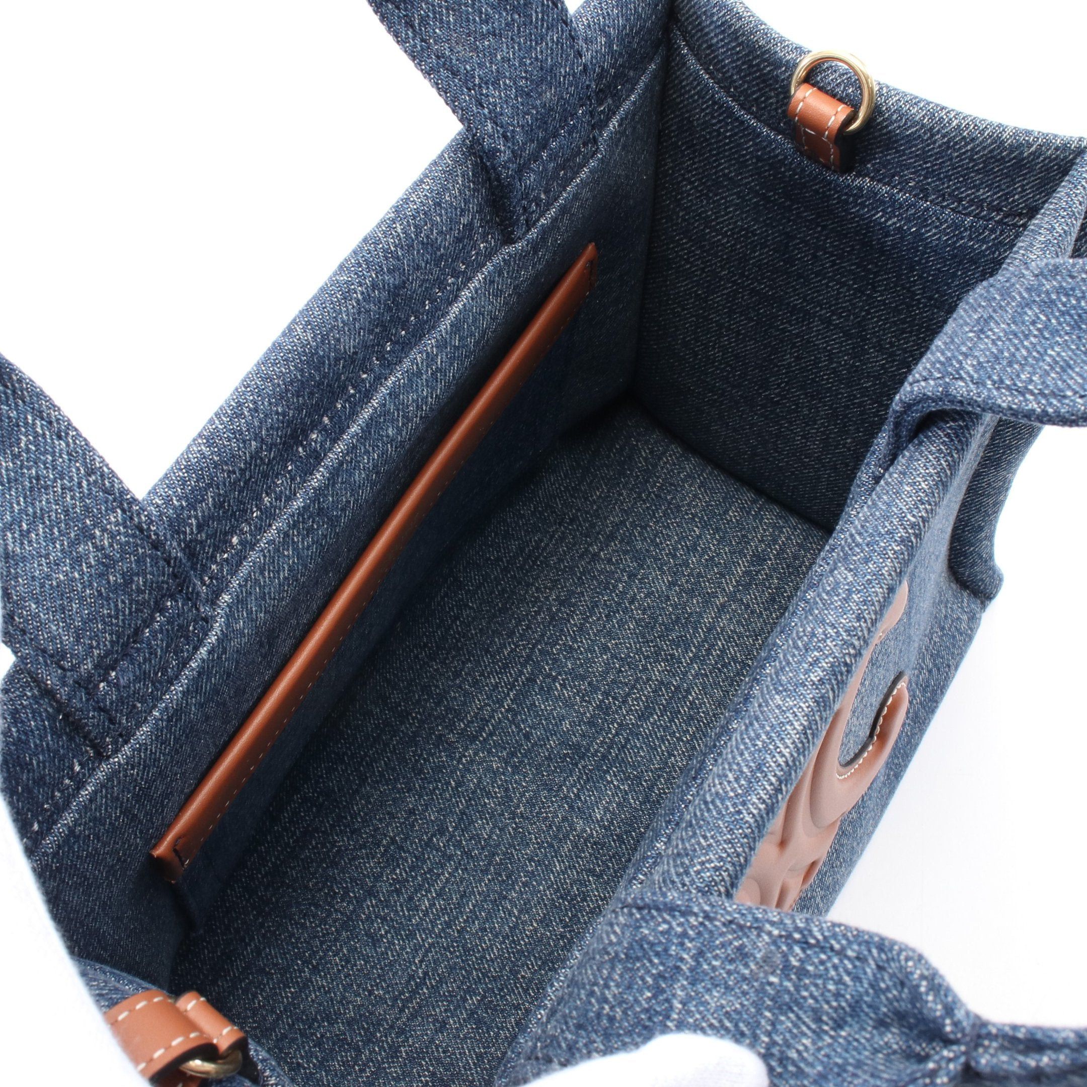 Celine Celine Small Cabas Hippopotamus Thais Handbag Tote Bag Denim Leather Indigo Blue Brown Size ONE SIZE - 3 Thumbnail