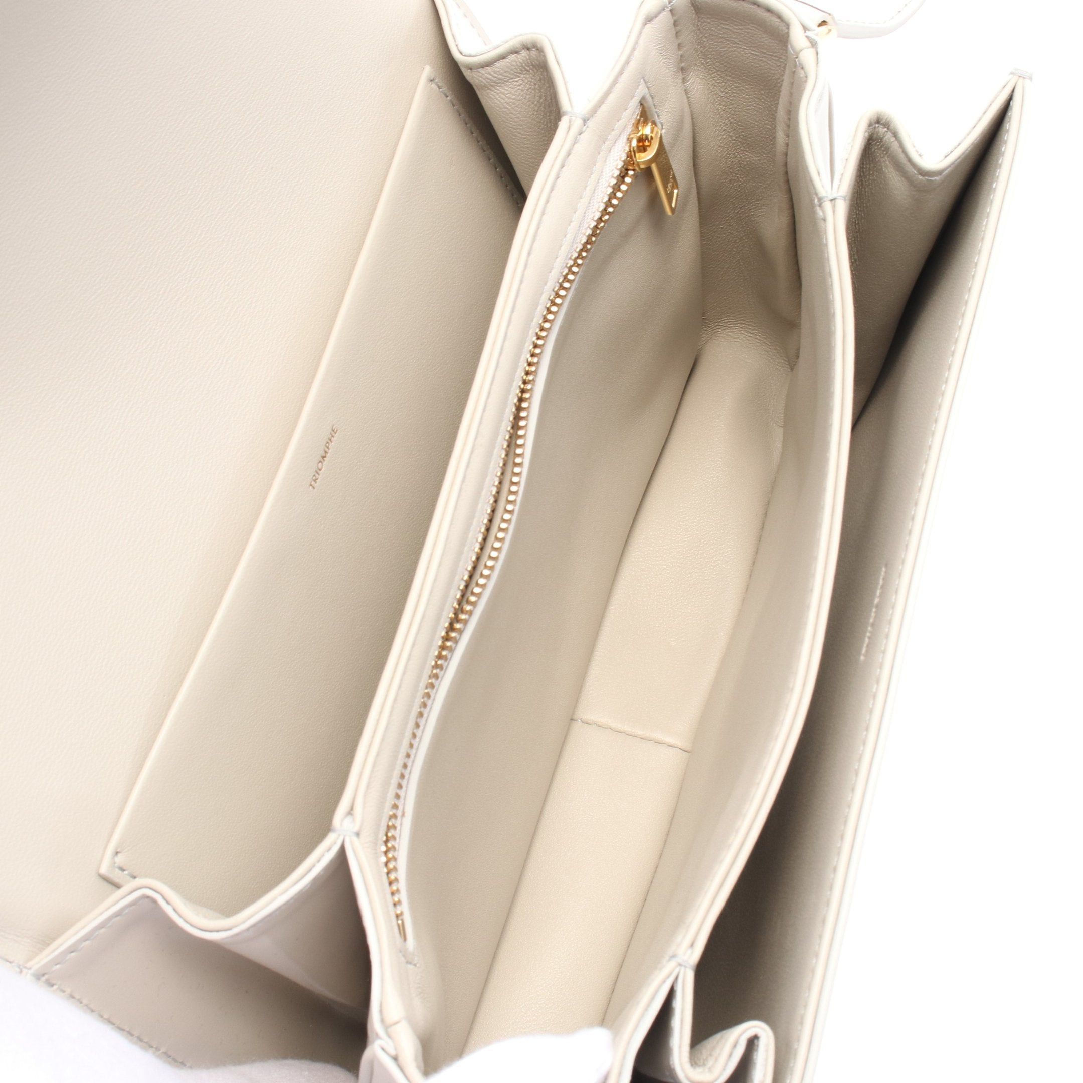 Celine Celine Triomphe Medium Shoulder Bag Leather Light Beige Size ONE SIZE - 3 Thumbnail