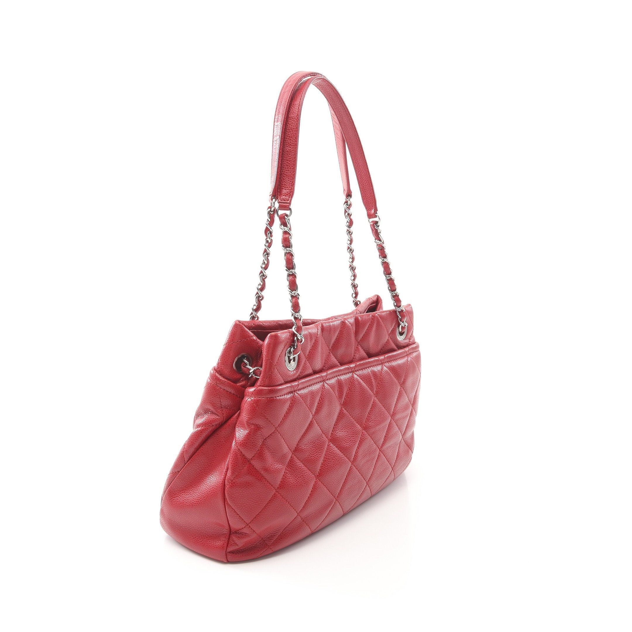 Chanel Chanel Matelasse Chain Shoulder Bag Tote Caviar Skin Red Silver Hardware Size ONE SIZE - 2 Thumbnail