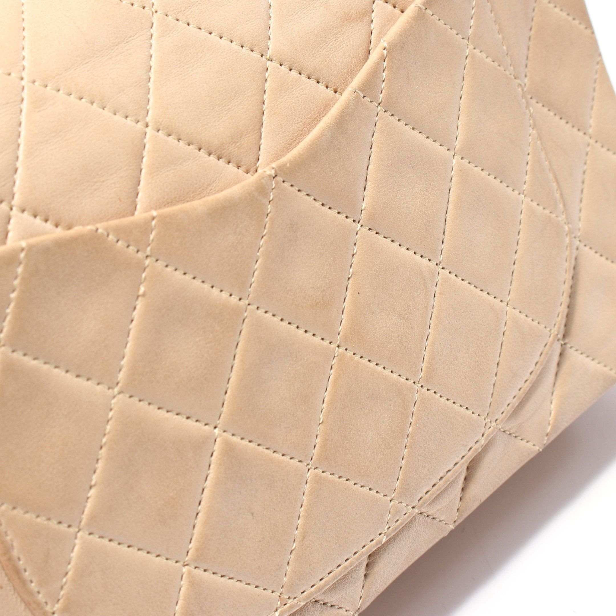 Chanel Chanel Matelasse Double Flap Chain Shoulder Bag Lambskin Beige Gold Hardware Size ONE SIZE - 6 Thumbnail