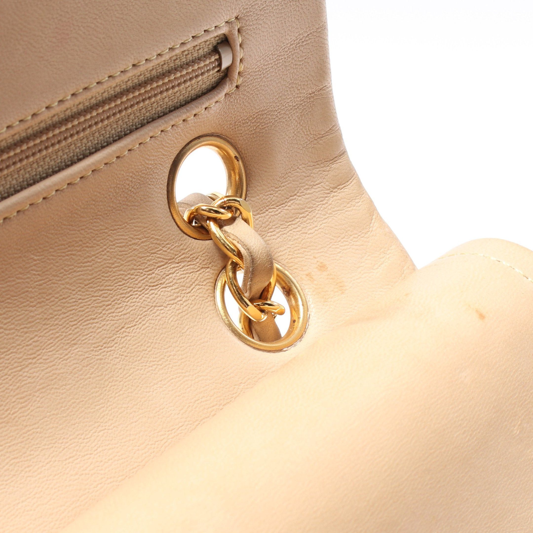 Chanel Chanel Matelasse Double Flap Chain Shoulder Bag Lambskin Beige Gold Hardware Size ONE SIZE - 9 Thumbnail