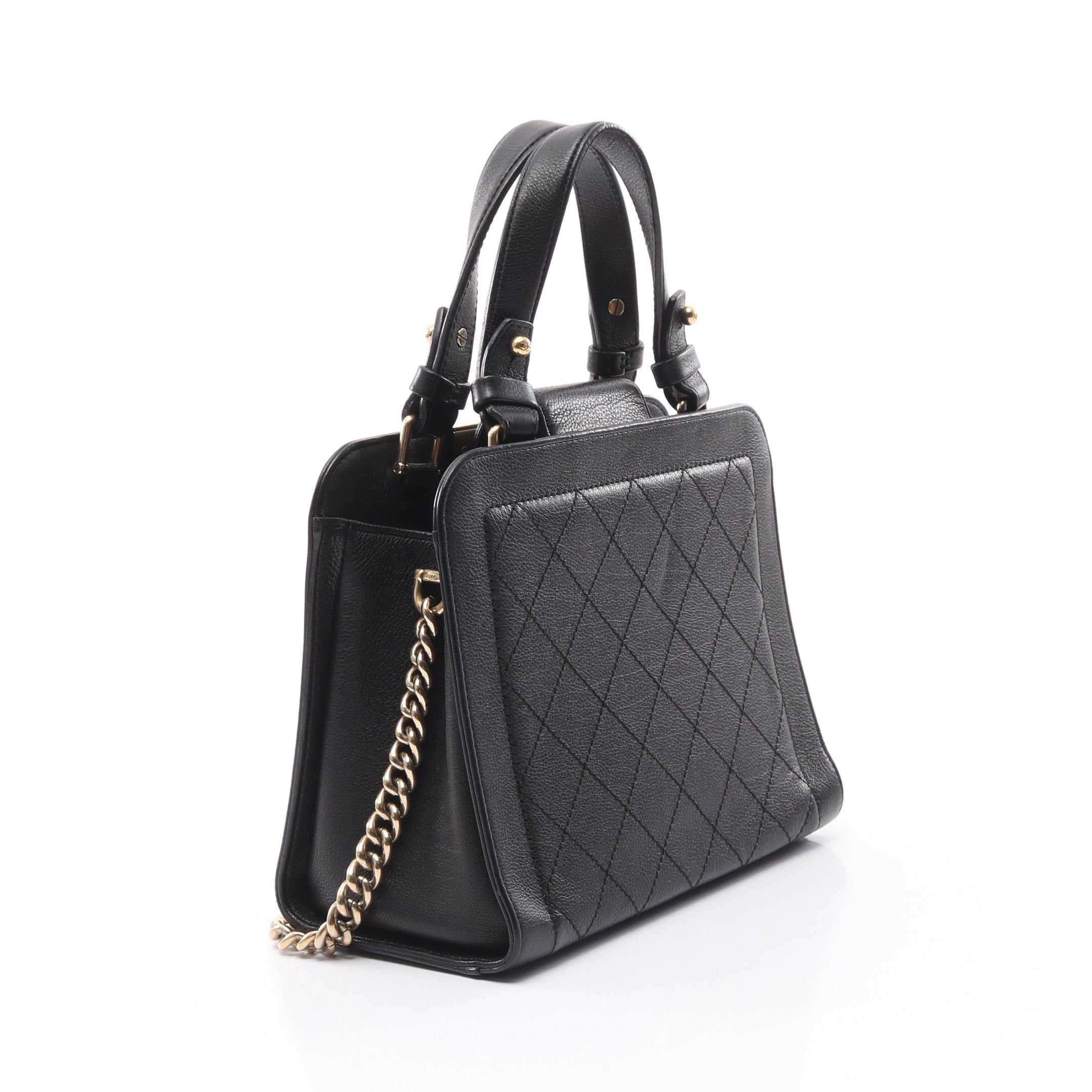 Chanel Chanel Matelasse Click Label Chain Shoulder Bag Leather Black Gold Hardware Size ONE SIZE - 2 Thumbnail