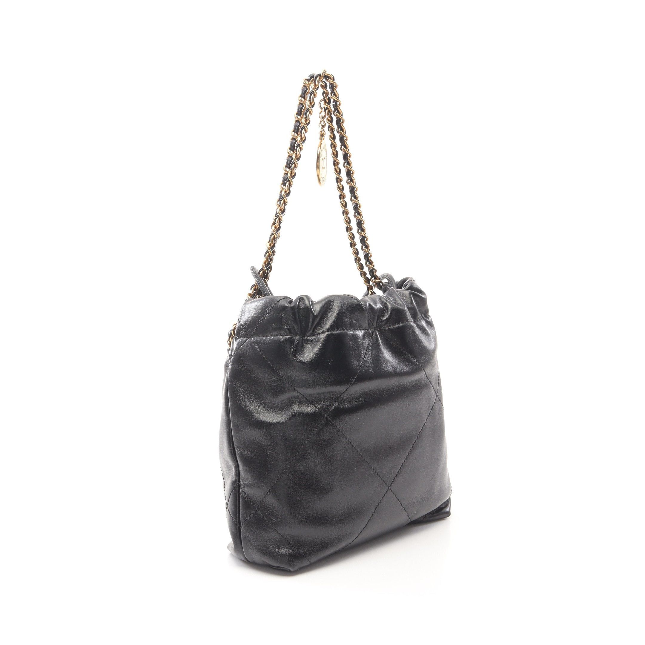 Chanel Chanel Chanel 22 Mini Chain Shoulder Bag Leather Black Gold Hardware Size ONE SIZE - 2 Thumbnail