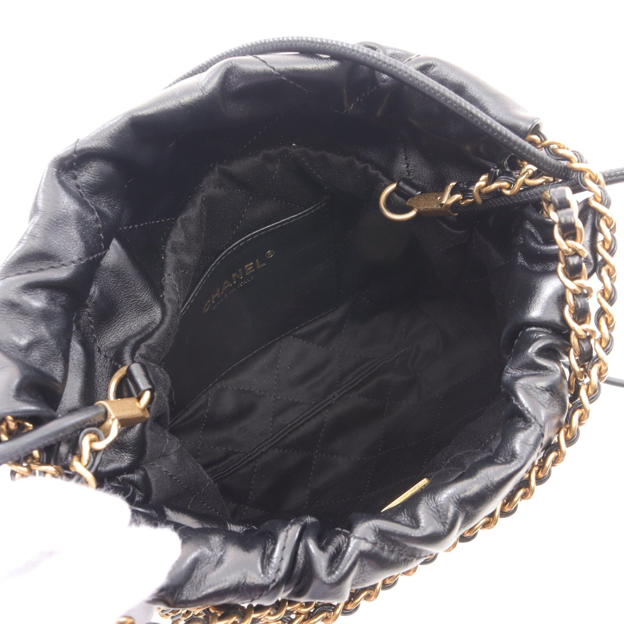 Chanel Chanel Chanel 22 Mini Chain Shoulder Bag Leather Black Gold Hardware Size ONE SIZE - 3 Thumbnail
