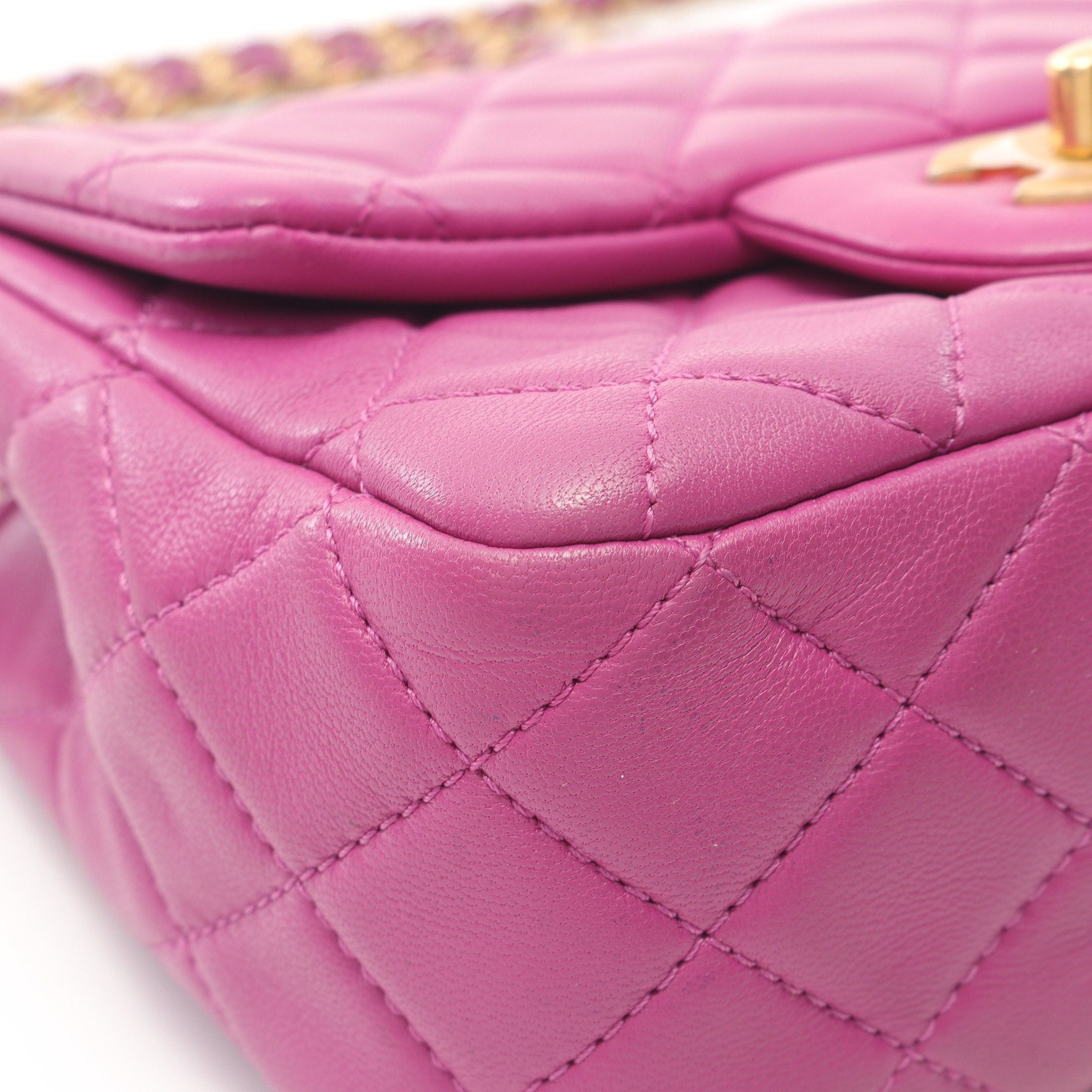 Chanel Chanel Mini Matelasse Chain Shoulder Bag Lambskin Purple Gold Hardware Size ONE SIZE - 10 Thumbnail
