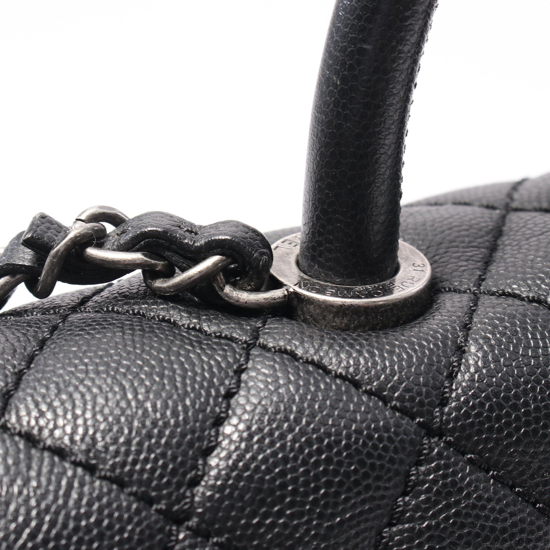 Chanel Chanel Matelasse Coco Handle Chain Shoulder Bag Caviar Skin Black Antique Silver Hardware Size ONE SIZE - 8 Thumbnail