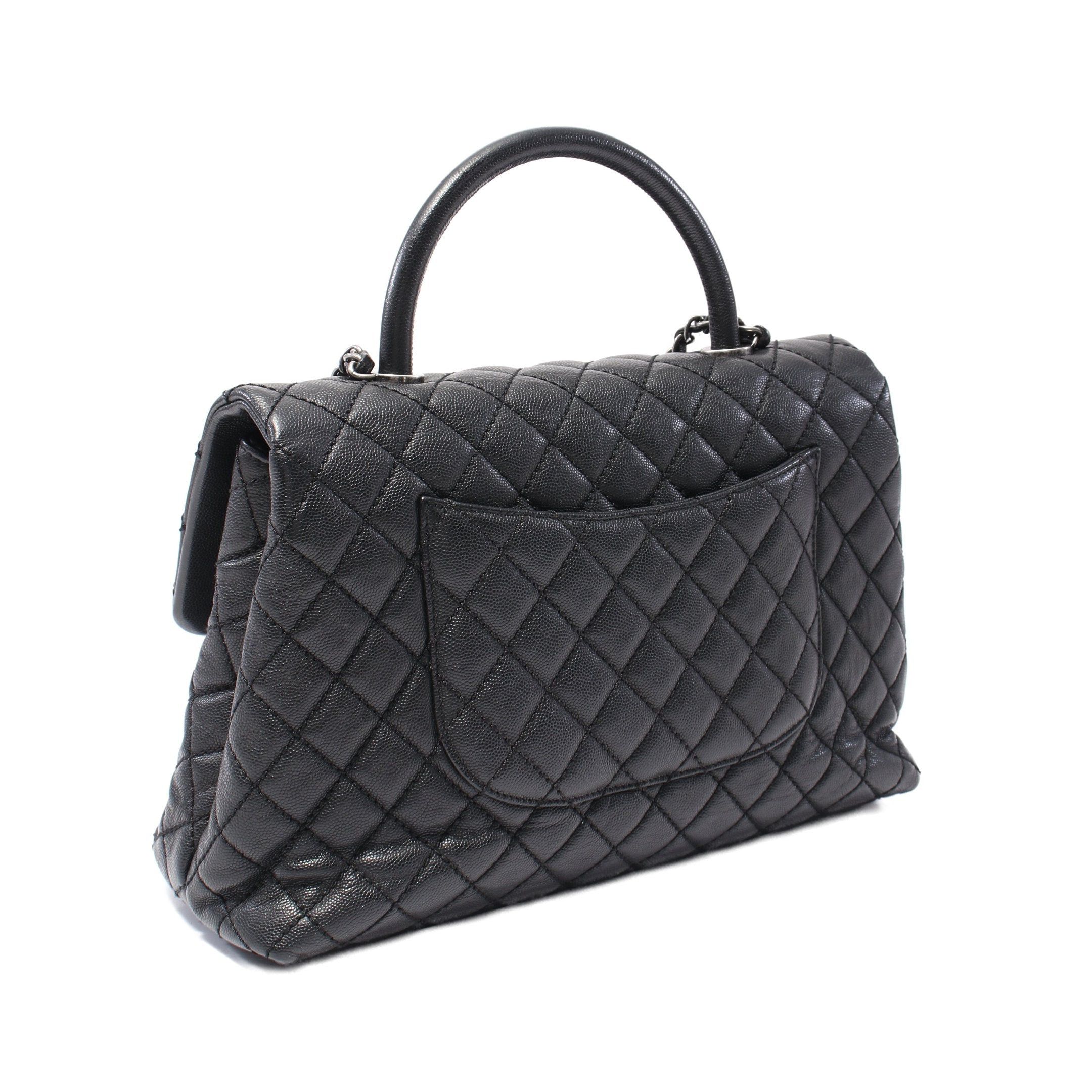 Chanel Chanel Matelasse Coco Handle Chain Shoulder Bag Caviar Skin Black Antique Silver Hardware Size ONE SIZE - 2 Thumbnail