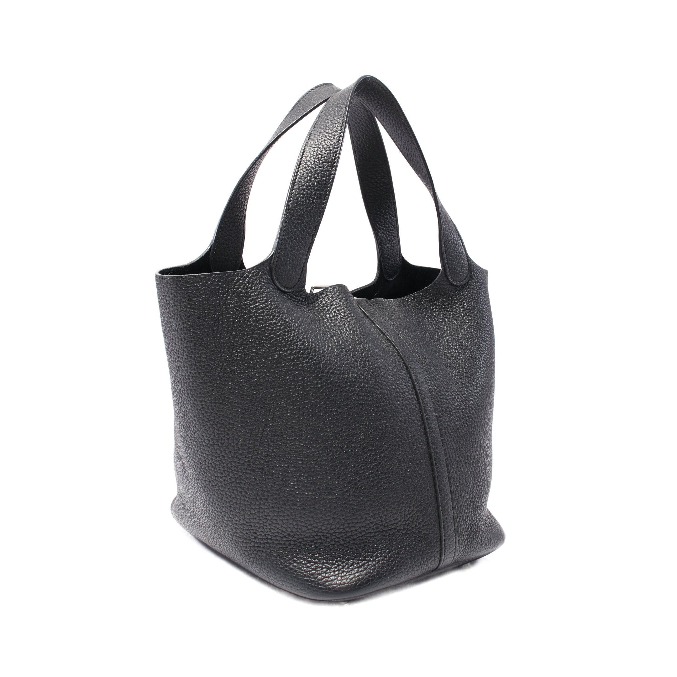 Hermes Hermes Picotane Lock Mm Handbag Clemence Leather Black Silver Hardware X Stamp Size ONE SIZE - 2 Thumbnail