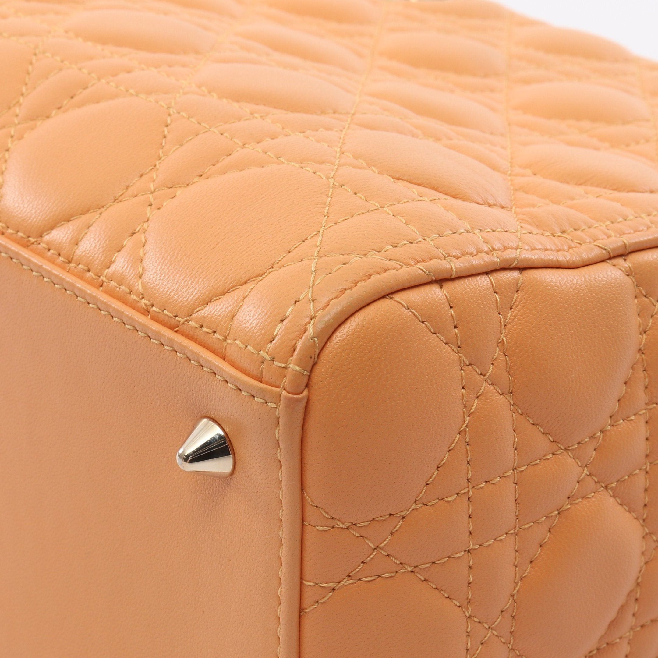 Dior Dior Lady Dior Canage Handbag Leather Orange Yellow Size ONE SIZE - 5 Thumbnail