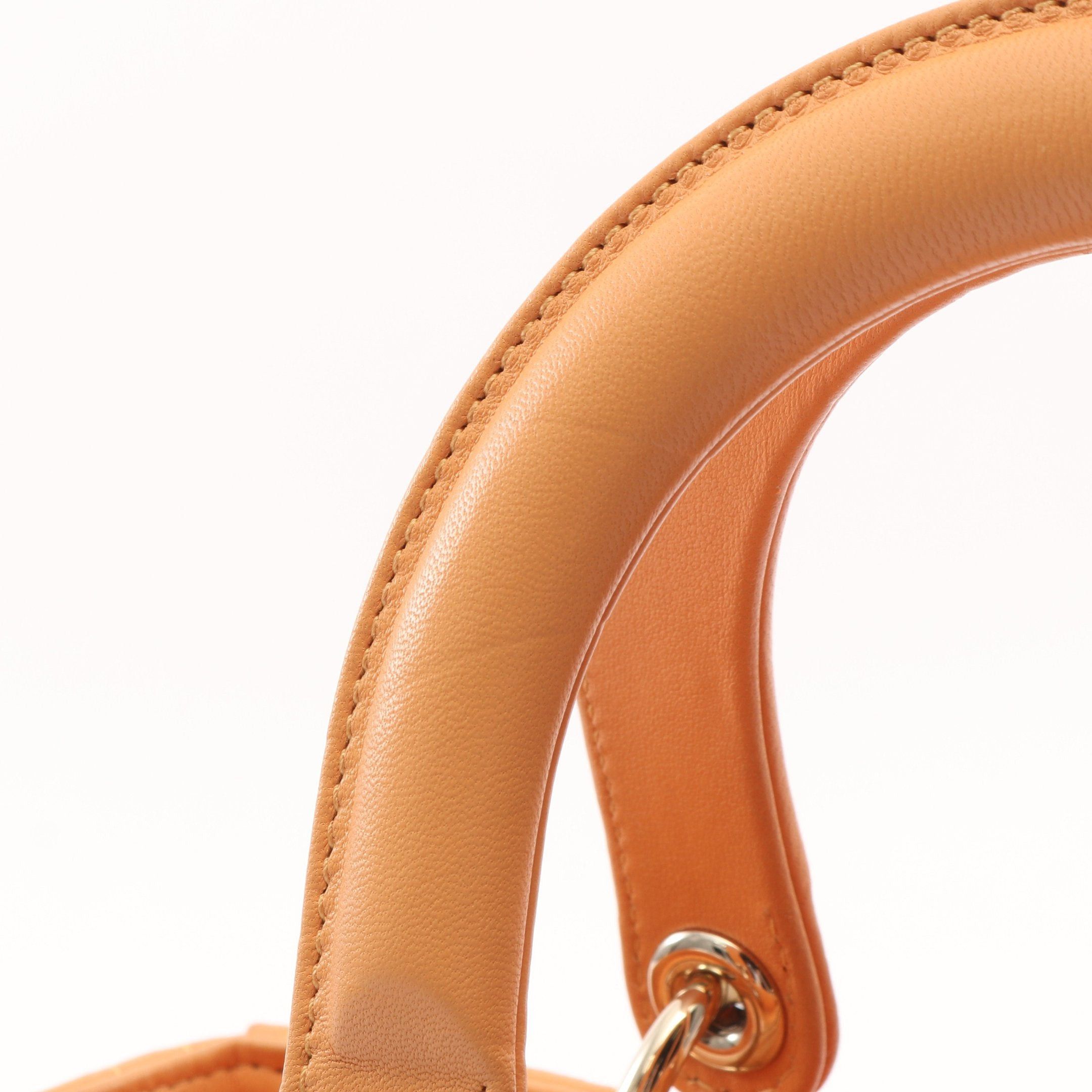 Dior Dior Lady Dior Canage Handbag Leather Orange Yellow Size ONE SIZE - 9 Thumbnail