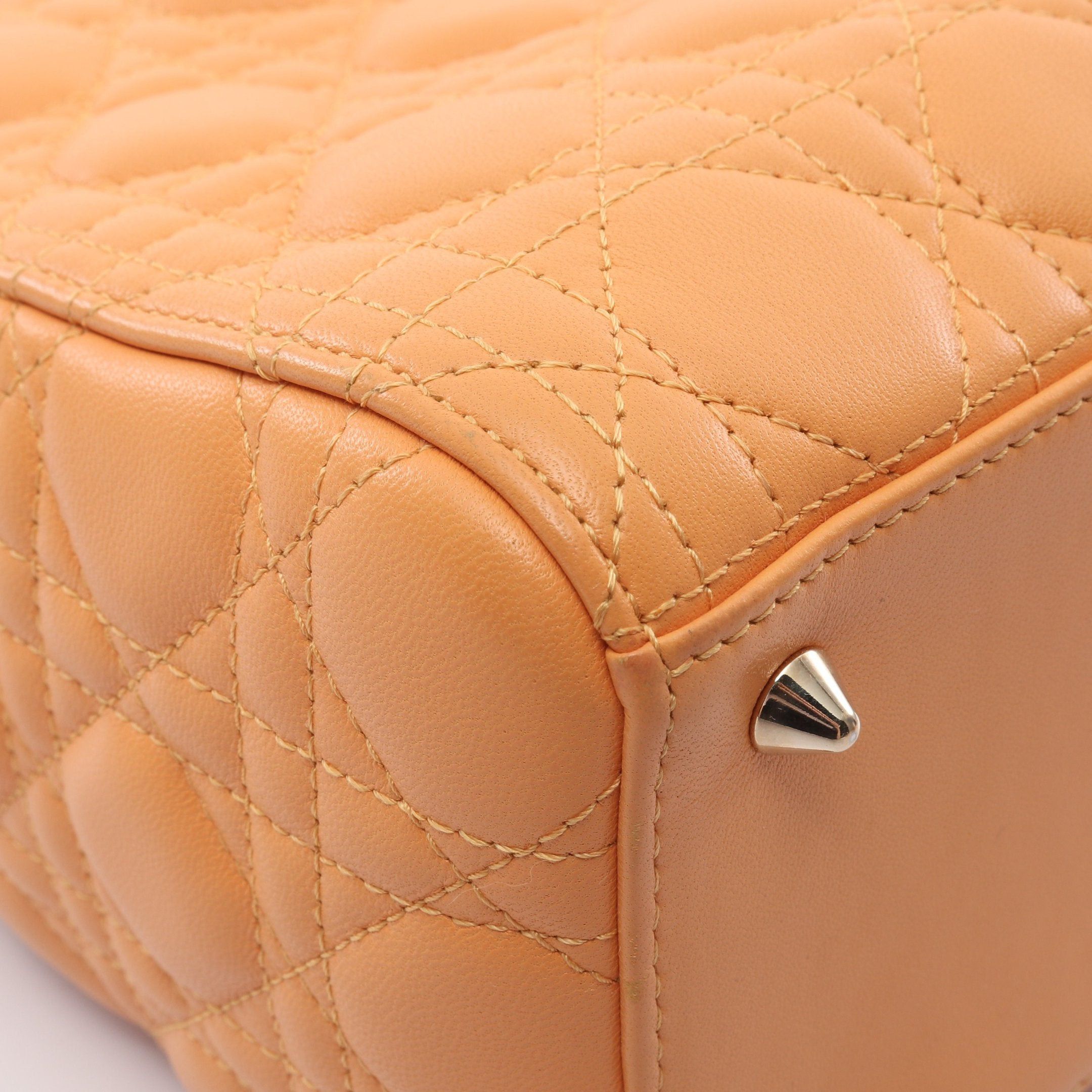 Dior Dior Lady Dior Canage Handbag Leather Orange Yellow Size ONE SIZE - 6 Thumbnail