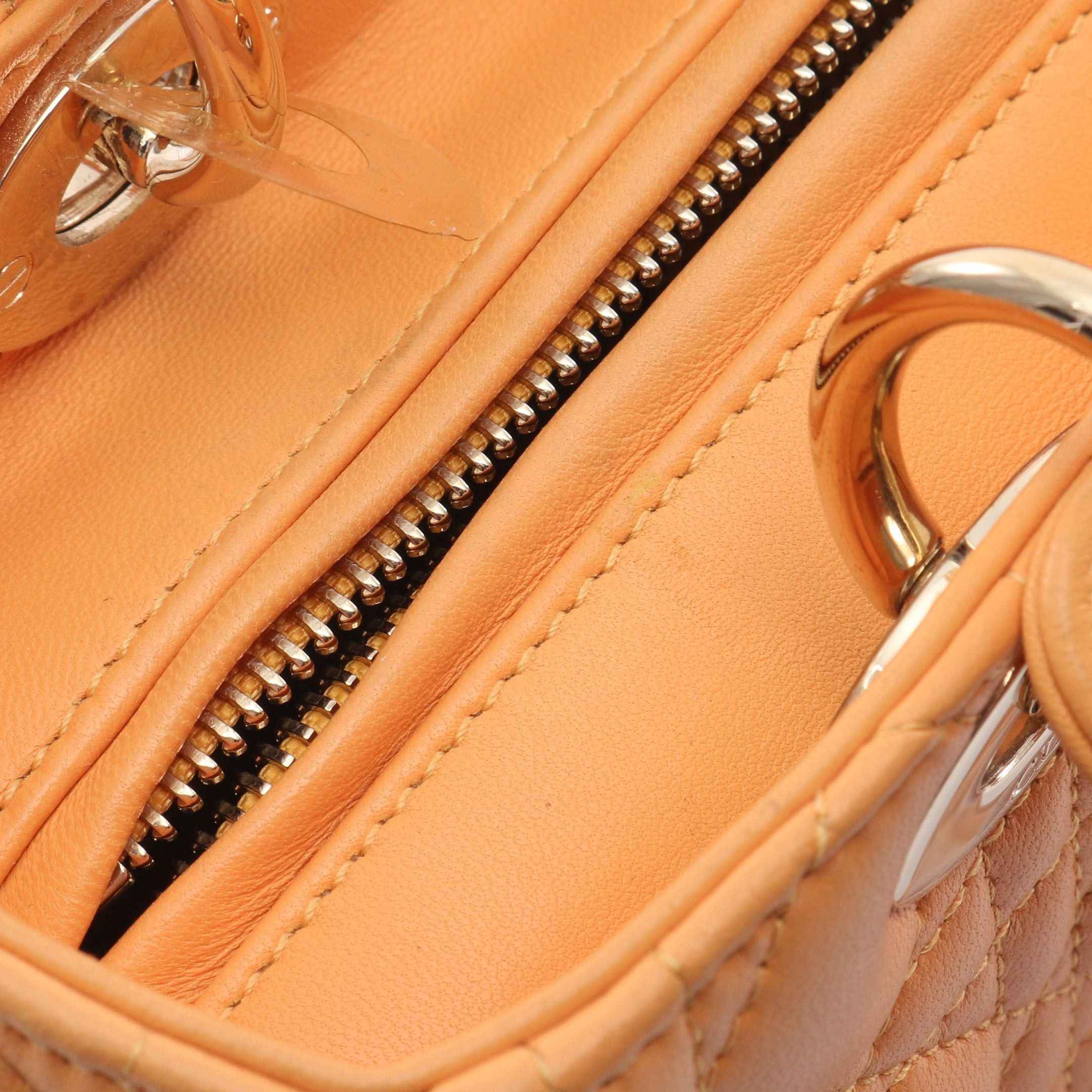 Dior Dior Lady Dior Canage Handbag Leather Orange Yellow Size ONE SIZE - 8 Thumbnail