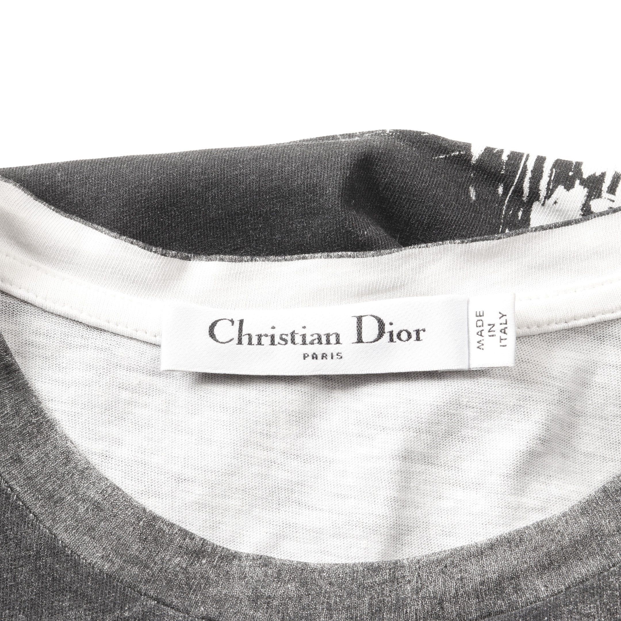 Dior Dior T-Shirt Graphic Print Cotton White Black Size ONE SIZE - 3 Thumbnail